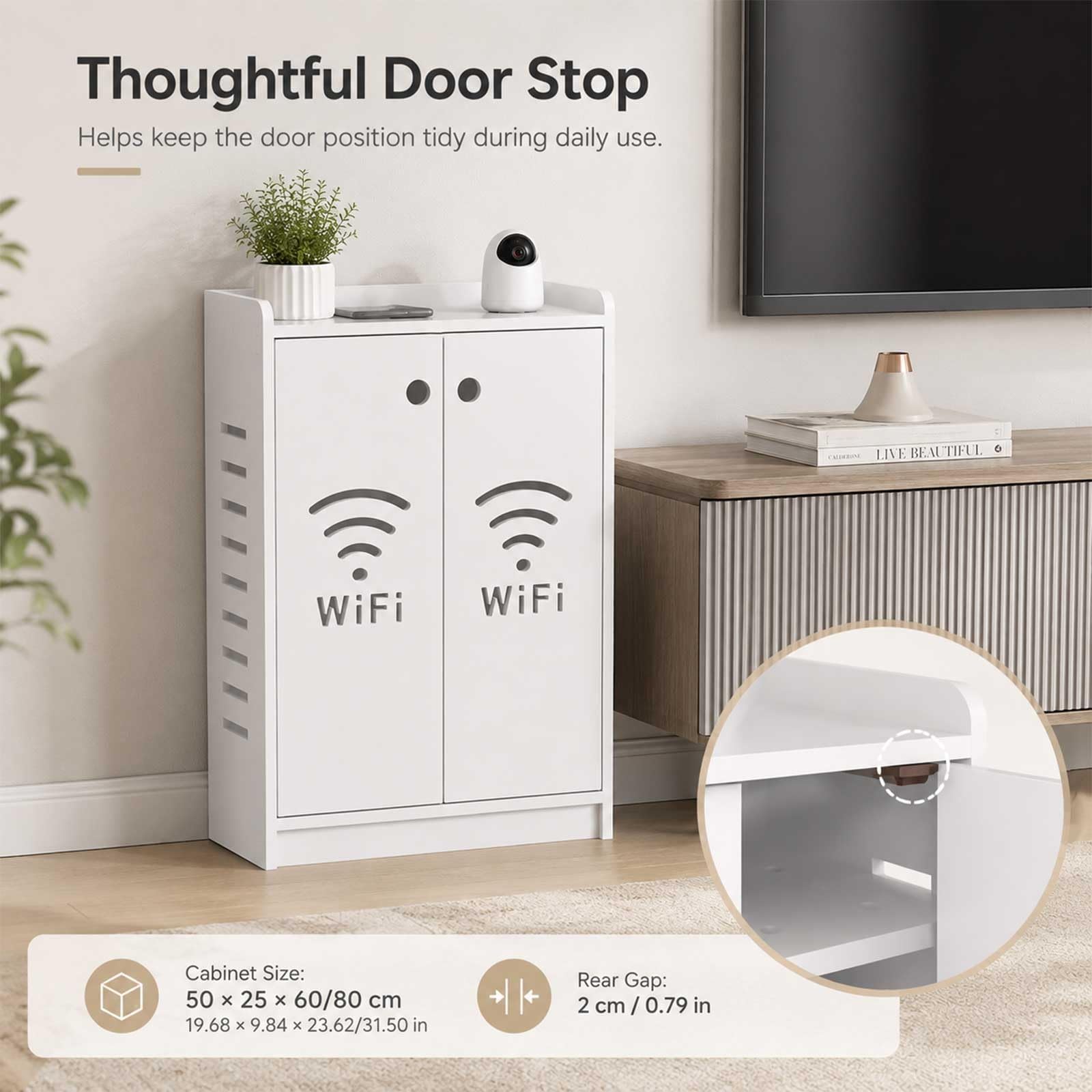 Armadietto Portaoggetti Per Router WiFi, Scatola Portaoggetti Da Pavimento Per Modem, Mobile Rete Con Ripiani Regolabili, Copricavi Ventilato Per Casa Ufficio Soggiorno Camera(Brown,H31.5in/80cm)