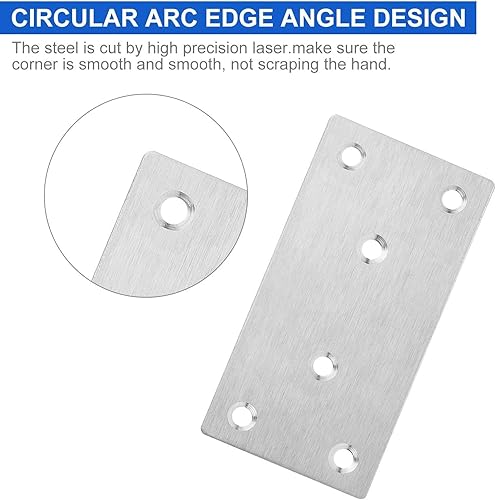 Miniatura 5 de 22 placas de reparación para madera de acero inoxidable, placa plana de reparación de 2 x 4 pulgadas, soportes de metal para placa de metal de