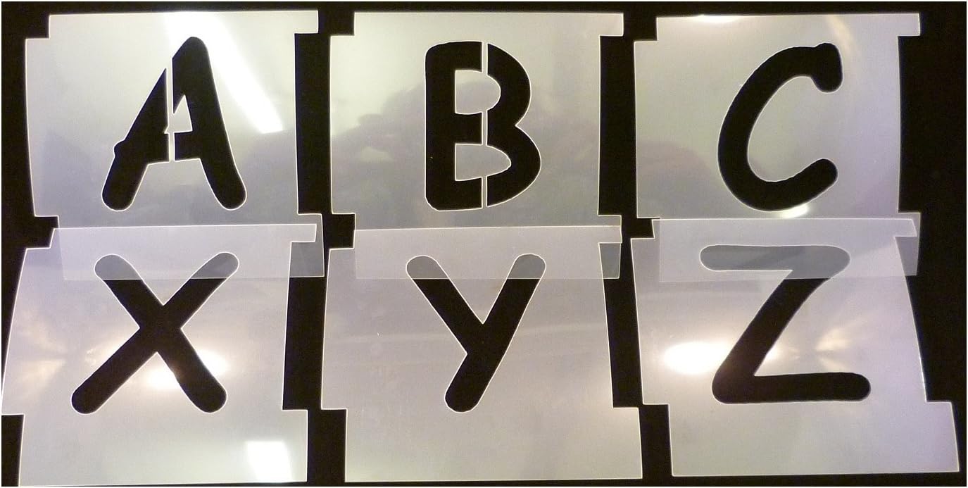 100mm Professional Interlocking Stencil Kit. COMIC SANS Font, Upper Case. Made from 125micron Mylar Polyester