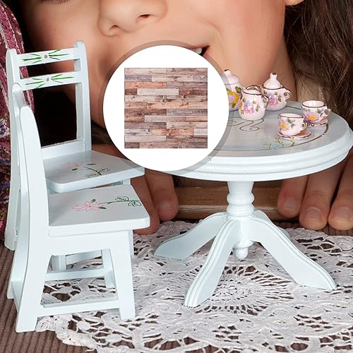 Miniatura 6 de TOYANDONA Accesorios para muñecas, 4 piezas de suelos de casa de muñecas, 3.9 pulgadas, papel tapiz de casa de muñecas en miniatura, despegar y