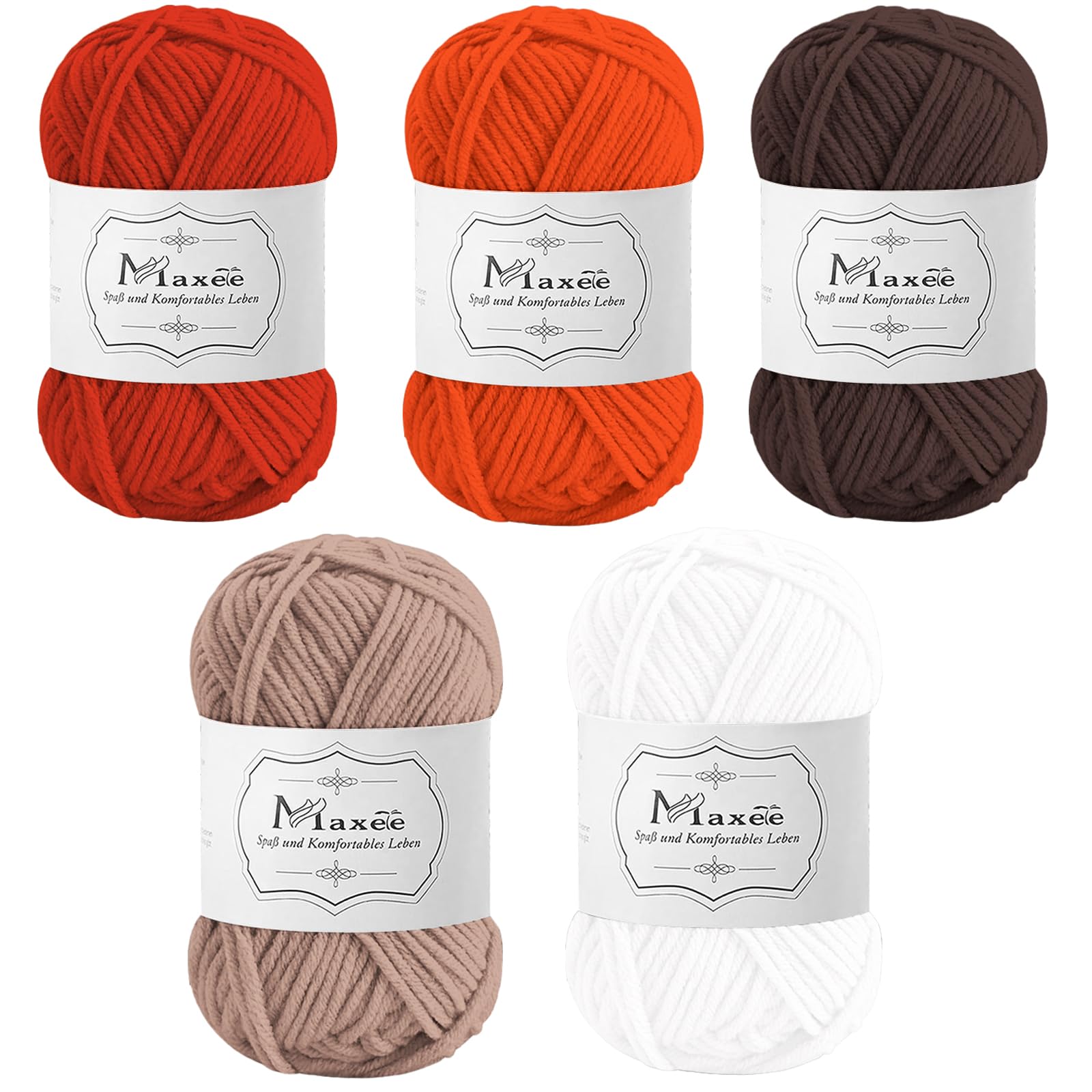 Maxee Häkelgarn 500g (50g*10 Farbe), Acryl Wolle Zum Stricken, Garn zum Häkeln und Stricken, Hand Knitting Yarn Set, Handstrickgarn Baumwollgarn für Häkeln, Wolle zum Stricken und Kunsthandwerk