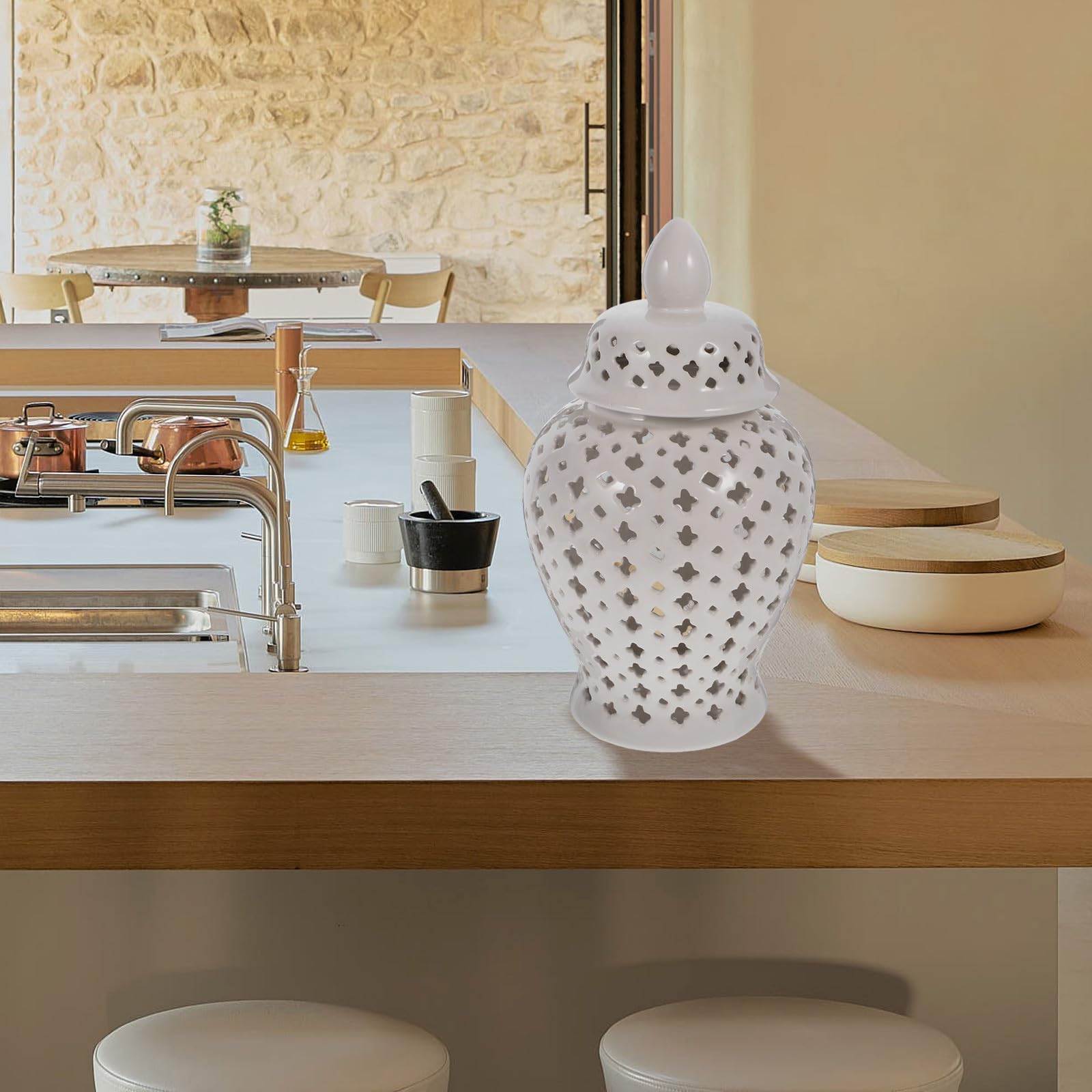 Hohle Keramik Blumenvase als Tischdeko Robuster Blumenhalter für Hochzeitsfeier und Inneneinrichtung Geeignet für Terrasse Balkon und Wohnzimmer