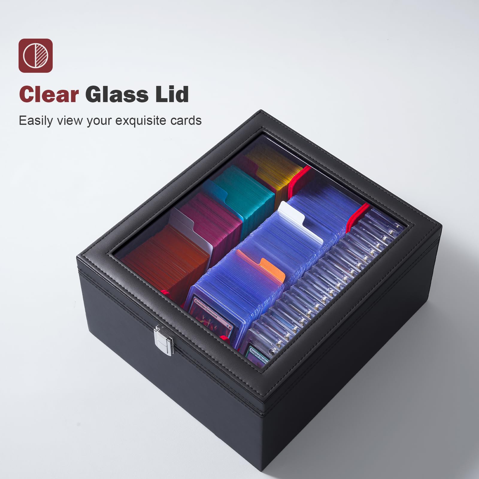 ProCase Trading Cards Storage Box with Clear Lid For MTG,TCG, Sport Cards, Commander Card Deck Case Fit For Sleevedcards?Toploaders(3