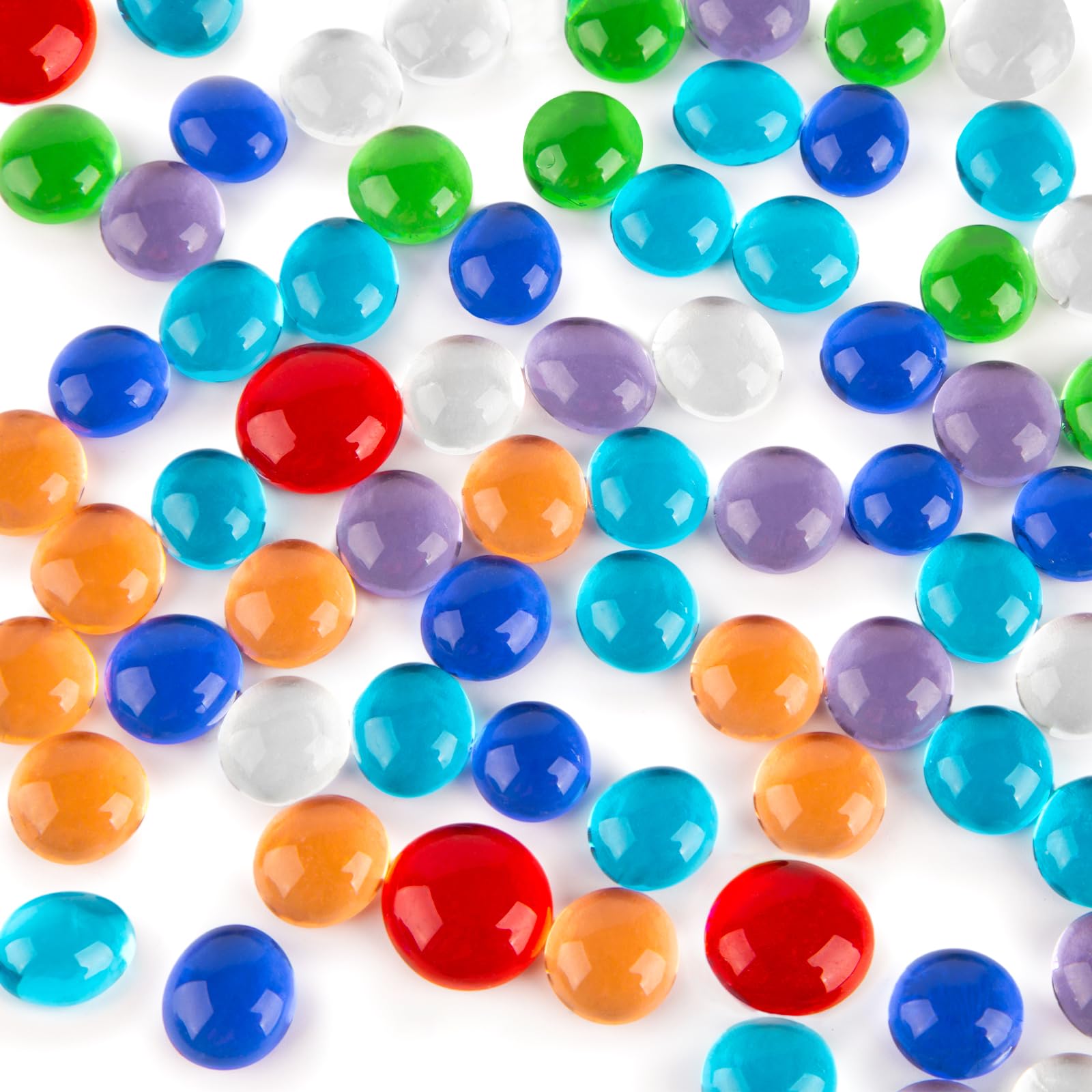 FUTUREPLUSX 80PCS Mini Flat Glass Marbles, Vase Fillers 0.5inch Glass Gems Decorative Beads Pebbles for Aquarium Fish Tank Vase Home Decor