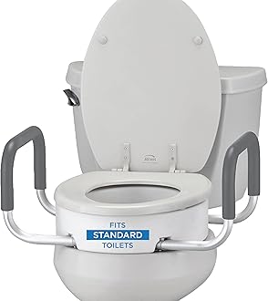 NOVA Raised Toilet Seat with Handles for Seniors – Standard Toilet Riser with Safety Grab Bars, Elevated Toilet Seat for Elderly, Disabled & Post-Surgery Support - Standard Toilet