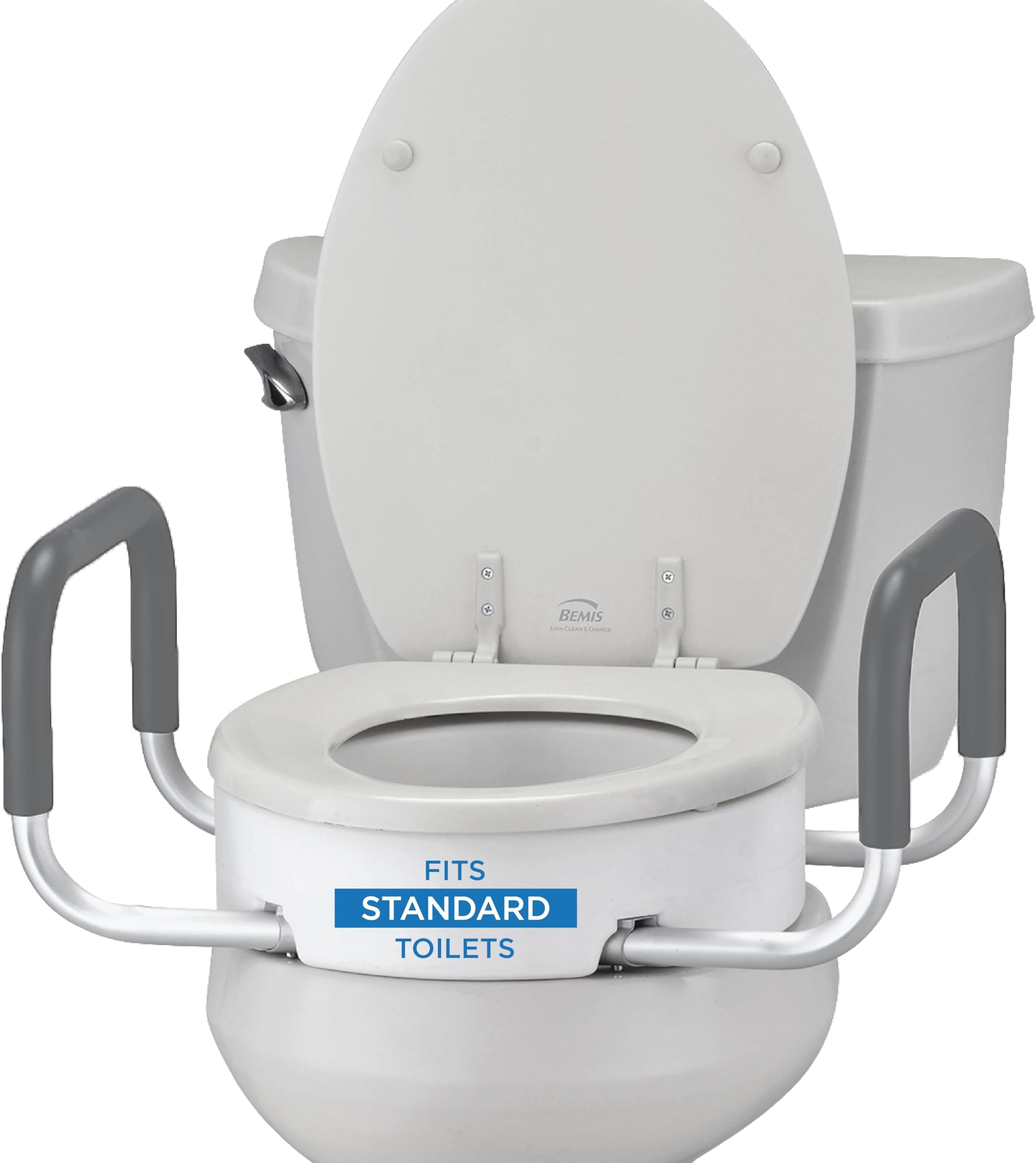 NOVA Raised Toilet Seat with Handles for Seniors – Standard Toilet Riser with Safety Grab Bars, Elevated Toilet Seat for Elderly, Disabled & Post-Surgery Support - Standard Toilet