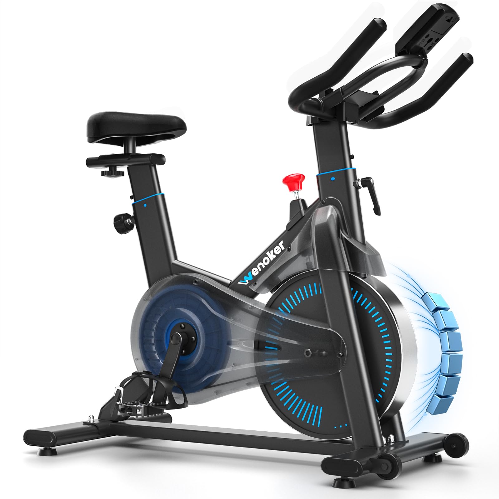Wenoker Indoor Cycling Spin Bike, APP‑Compatible Stationary Exercise Equipment for Home Gym, Heavy‑Duty Fitness Bicycle with 300lbs Weight Capacity