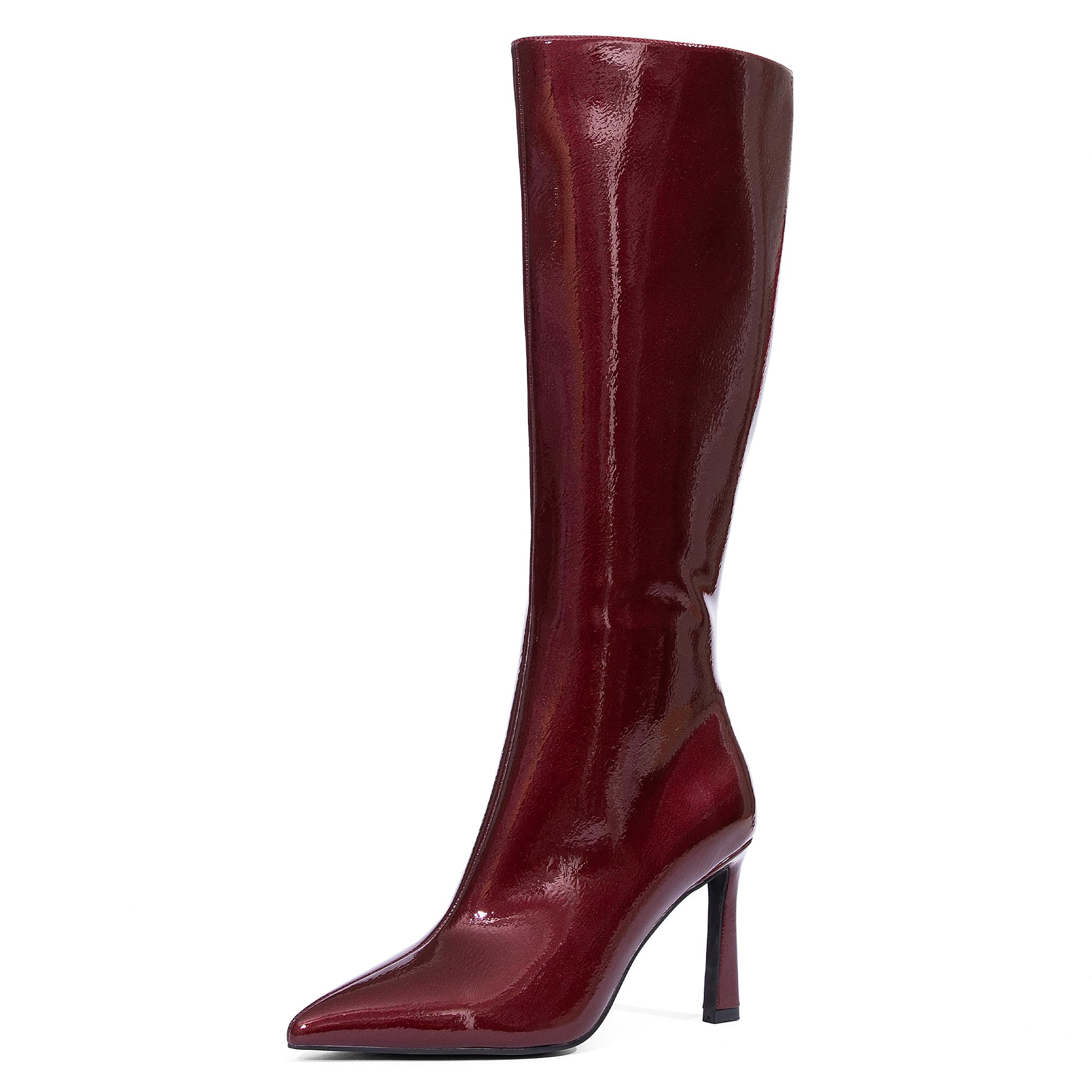 NEWBELLA Boots for Women Knee High 3 in Stiletto Heels Womens Knee-High Boots Pointed Toe Boots