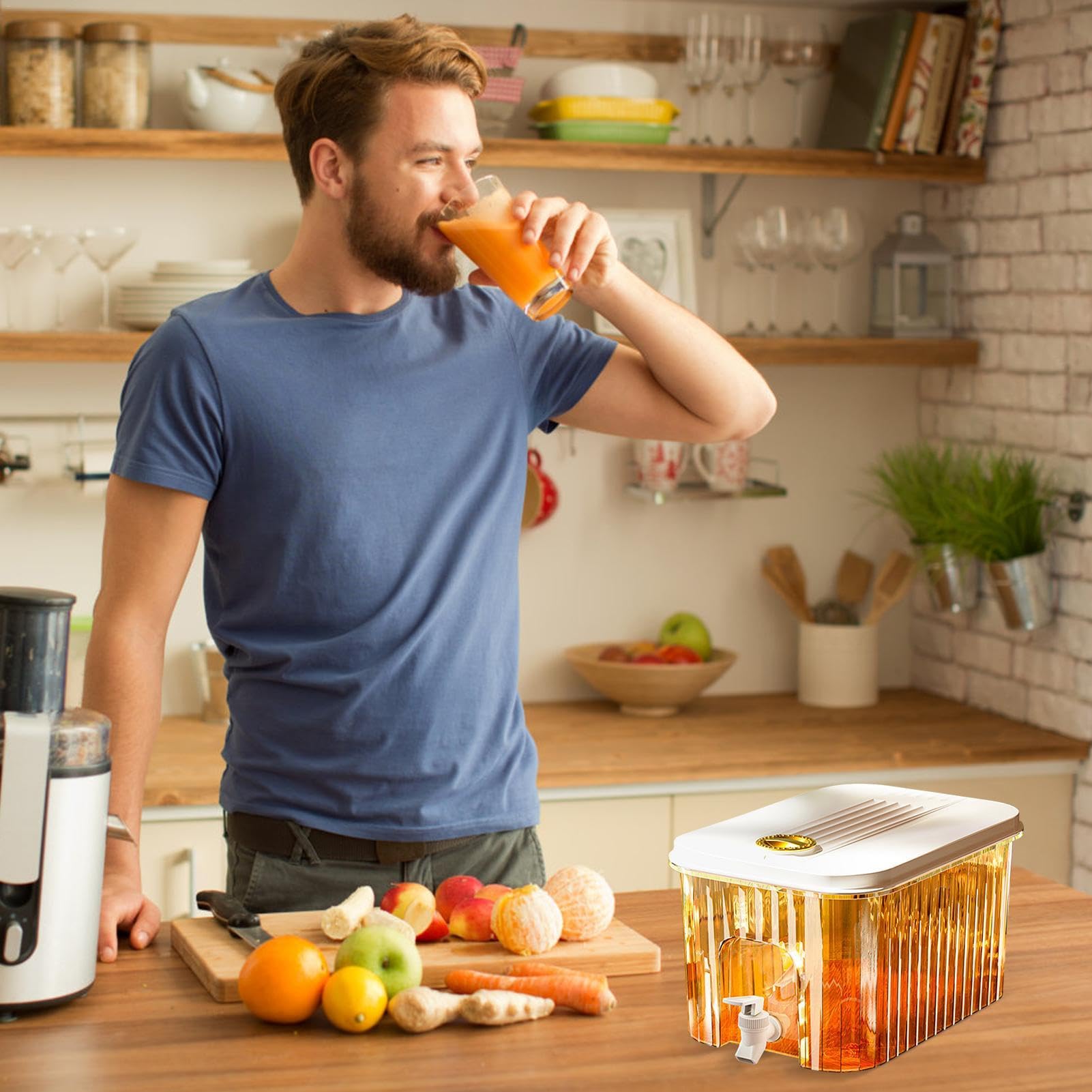 Distributeur De Boissons Pour Réfrigérateur 3L Ou 5L - Infuseur à Thé Et Distributeur De Jus, Cidre Ou Eau, Design Étanché Sans Fuite