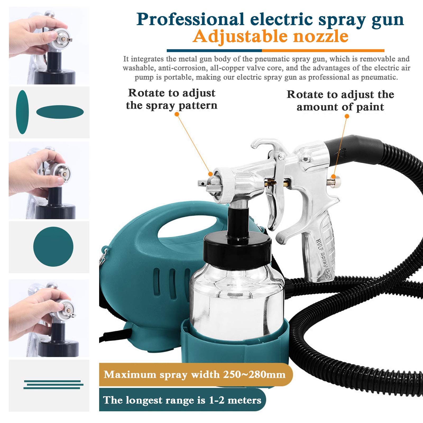 Pistola De Pintura Eléctrica 650 W, Sistema De Pulverización De Pintura Con 3 Modos De Pintar Y Ajuste De Caudal Para Reparación De Muebles De Coche Y Pistola De Pintura De Látex,B