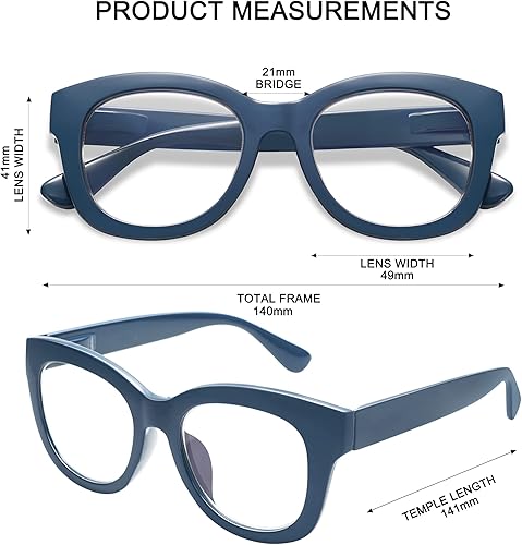 Miniatura 5 de AMOMOMA Anteojos de lectura retro de gran tamaño para mujer, bloqueo de luz azul, lectores de computadora, bisagra de resorte AM6003