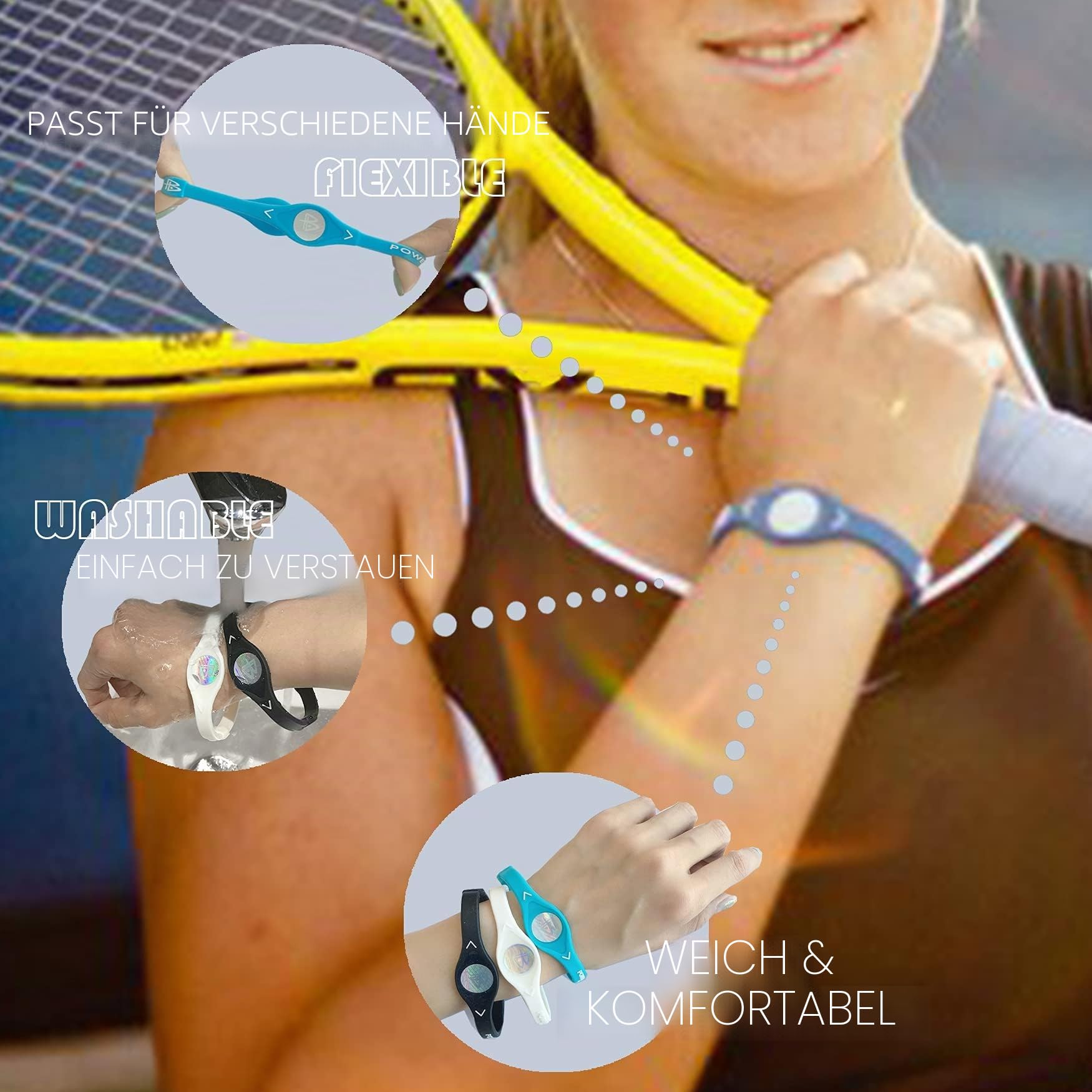 Power Balance Original Authentic Performance Armband, Silikongummi Armband Armband Sport Armband Armband für Männer und Frauen, Power 3 Stück Armband, Sicherheit Wasserdicht Leicht und Langlebig