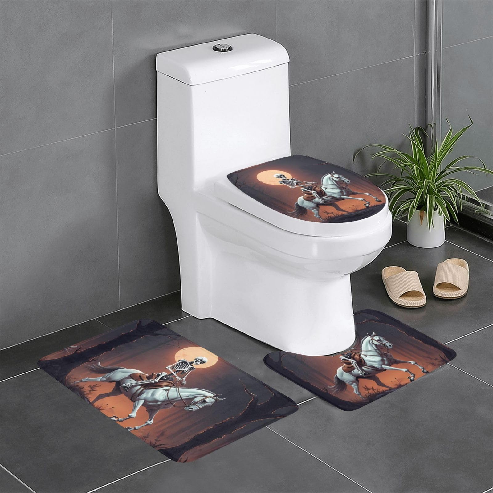 Tapis de salle de bain squelette cavalier set de 3 tapis pour sublimer votre WC