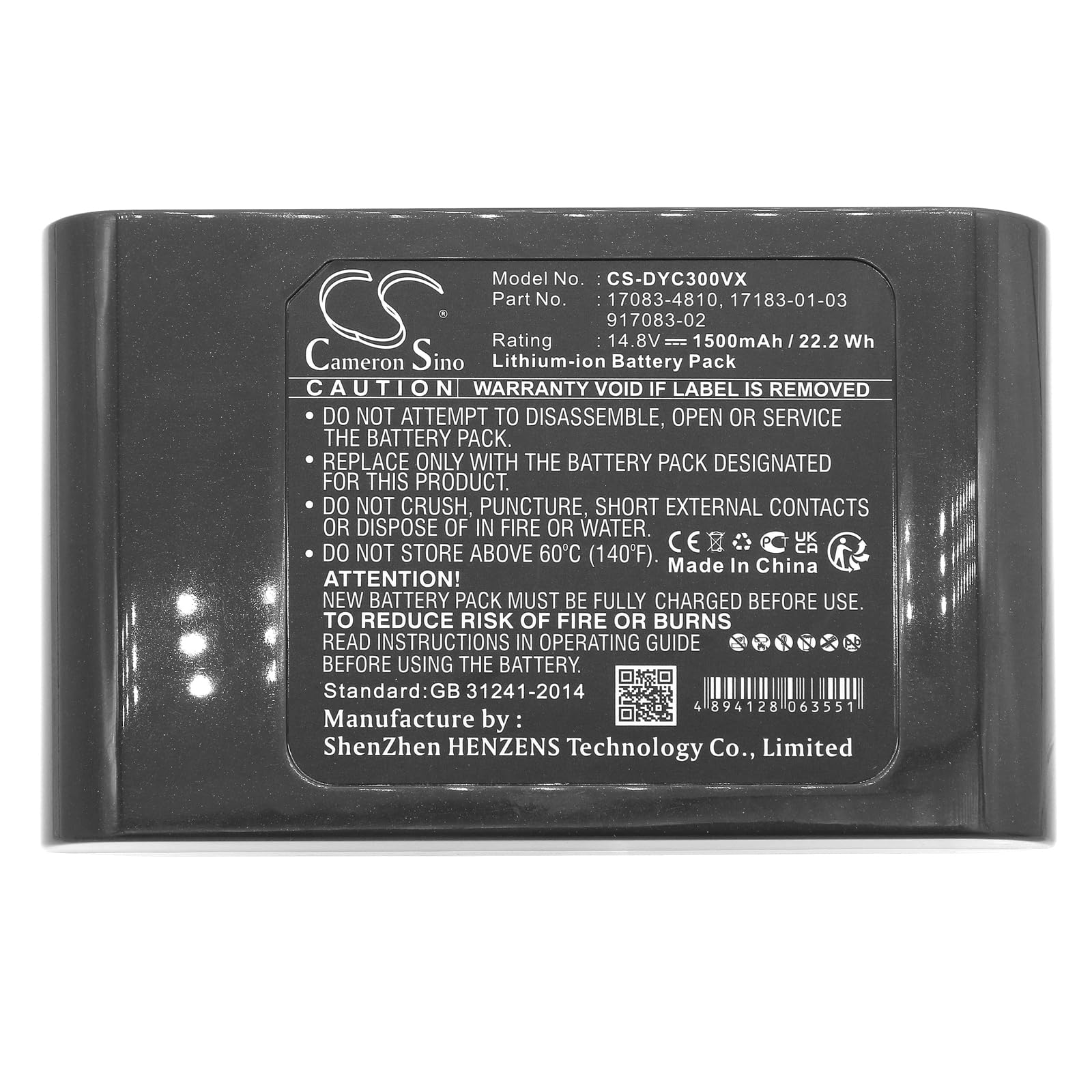TECHTEK Batteria 1500mAh compatibile con [Dyson] DC30, DC30 White, DC35 sostituisce 17083-01-03, 17083-11 10, 17083-3009, 17083-4810, 17083-5010, 17183-01-03, 18173-01-03, 917083-02, 917083-08 FBA