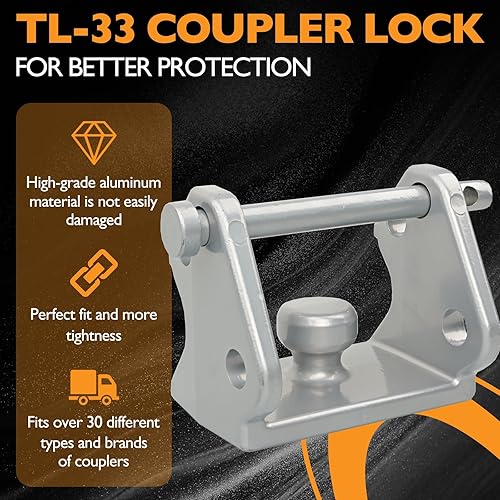 Miniatura 5 de HQPASFY Cerradura de Enganche de Remolque, Cerradura de Acoplador con Pasador, Modelo de Cerradura de Acoplador Tl-33, Se Ajusta de 2" a 2-516" -