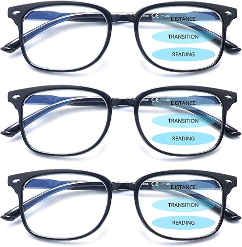 STASTEND Gafas de lectura progresivas multifocales antiluz azul para mujeres y hombres, marco de anteojos de moda
