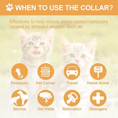 Miniatura 4 de 4 piezas de collar calmante ajustable con aroma a lavanda relajante para gatos con 2 colgantes para cachorros, reduce la agresión del estrés y la