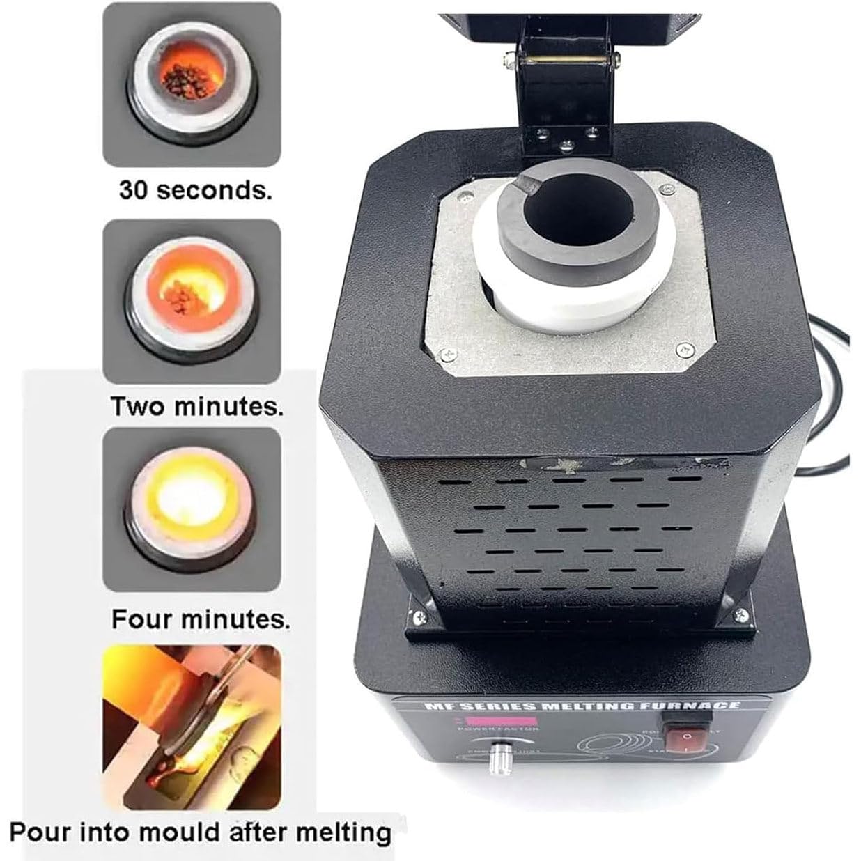 Four De Fusion d'or, Four De Fusion De Métaux Numérique électrique 1/2/3 Kg, Kit De Moulage De Fusion De Métaux pour Bijoux, Métaux Précieux, Or, Argent, Cuivre, Aluminium,3kg-Black