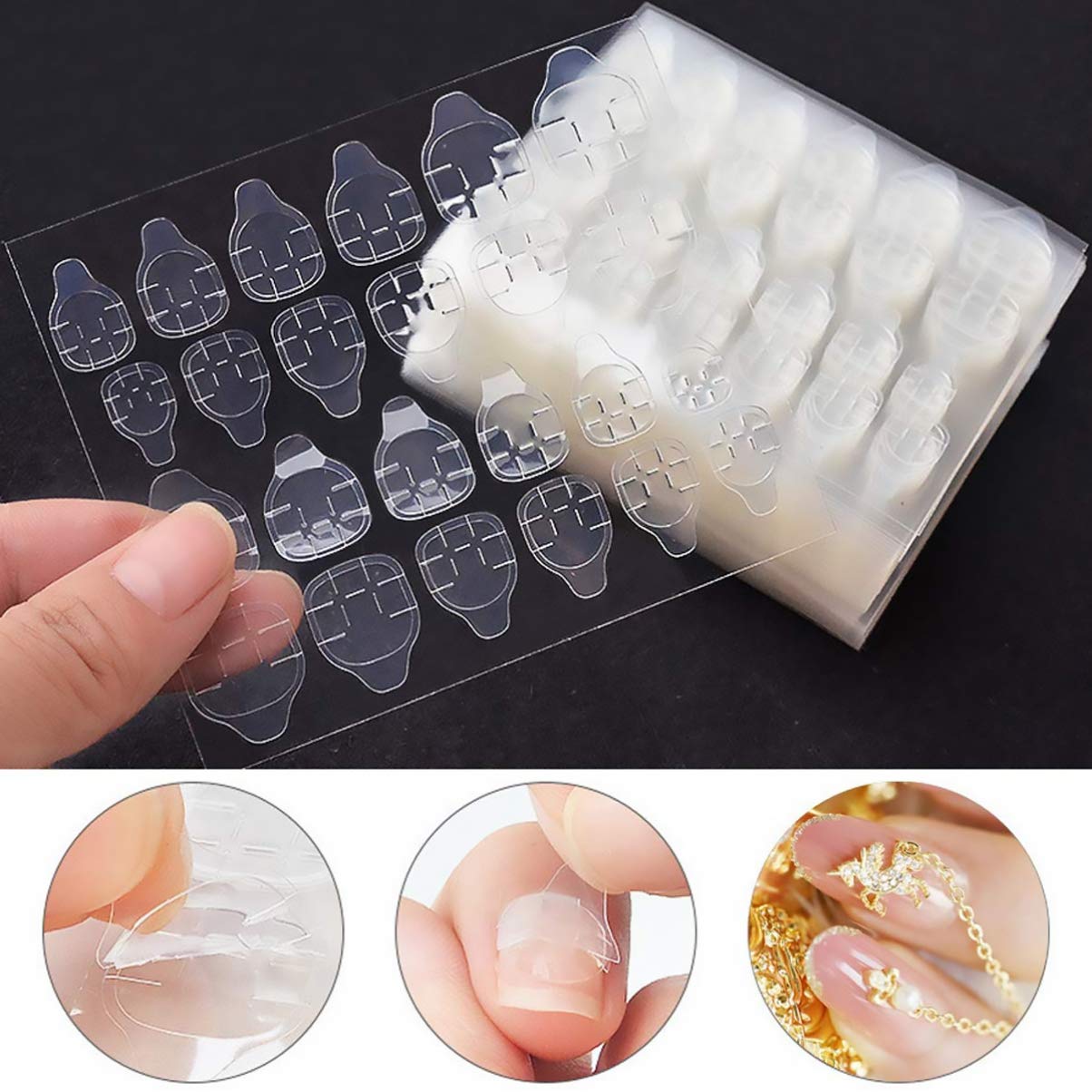 Mikinona 3 Set Di Adesivi Per Unghie Finte Linguette Adesive Per Colla Per Unghie Facili Da Staccare Per Nail Art 20 Fogli * 3