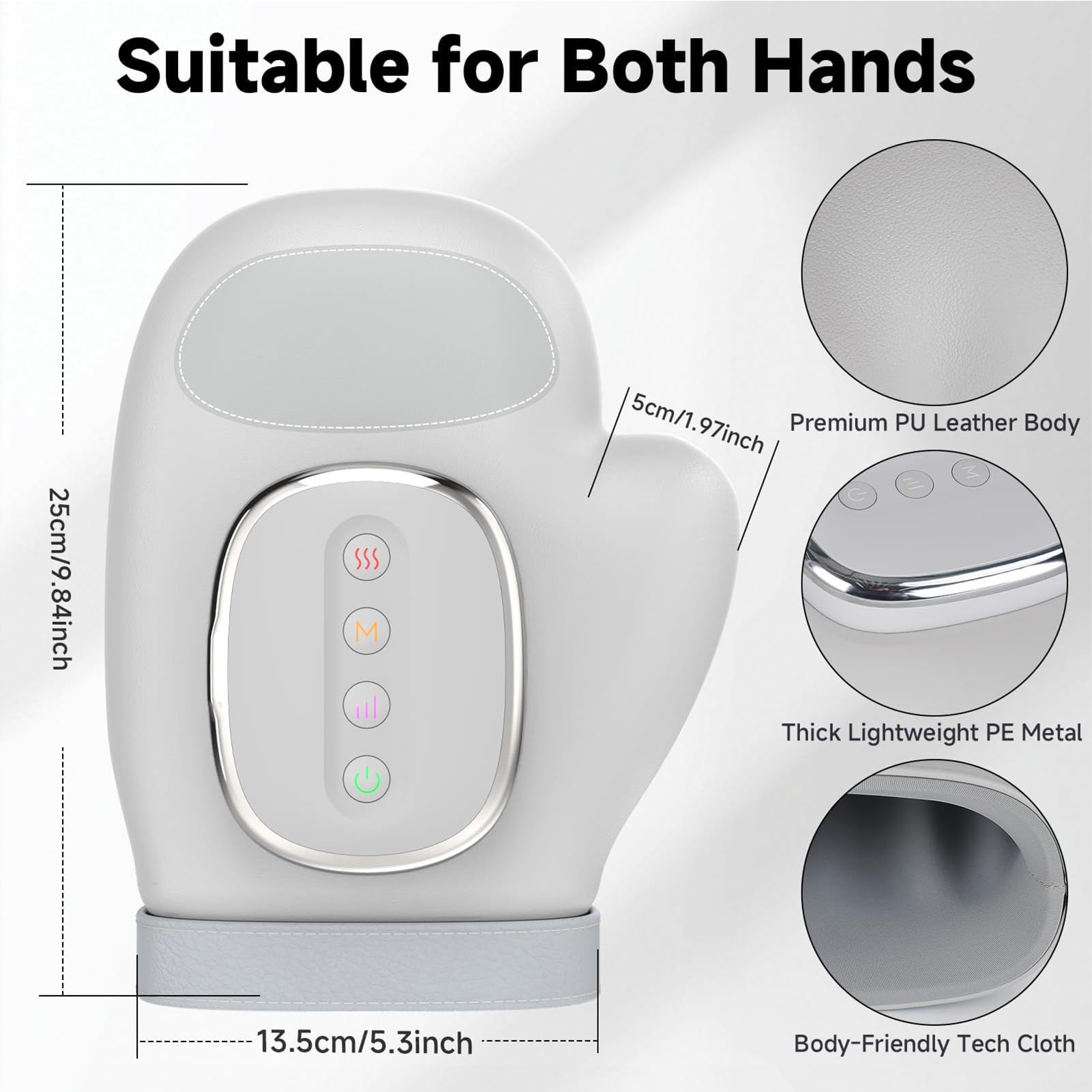 Masajeador de Manos - Guante de Compresión Portátil, Dispositivo de Masaje de Palma | Máquina de Masaje de Muñeca con Temporizador Automático, Masajeador de Muñeca Recargable con Cuidado de Calor y Fr
