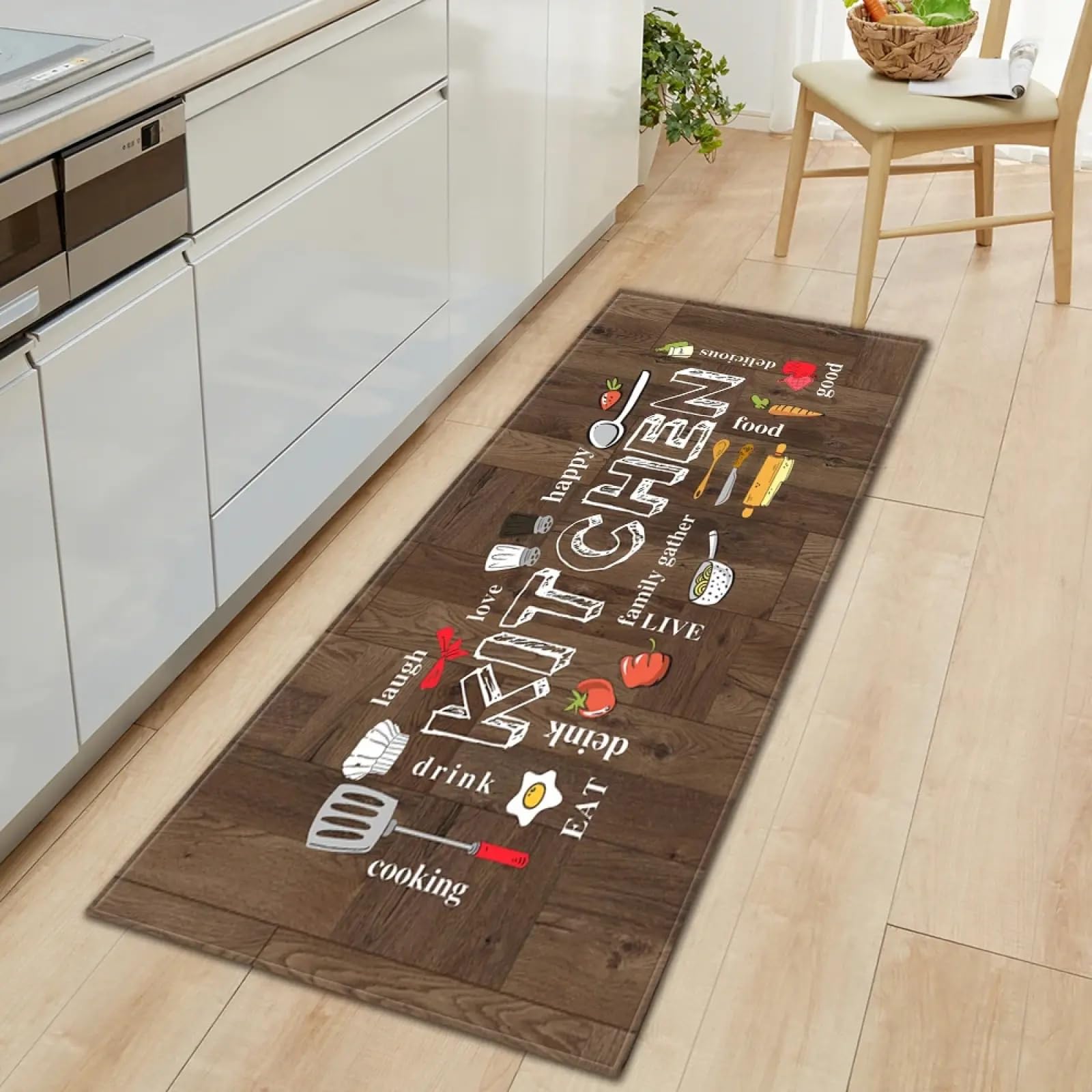 Alfombra antideslizante de 80x230cm que evita resbalones en la cocina y decora el pasillo largo