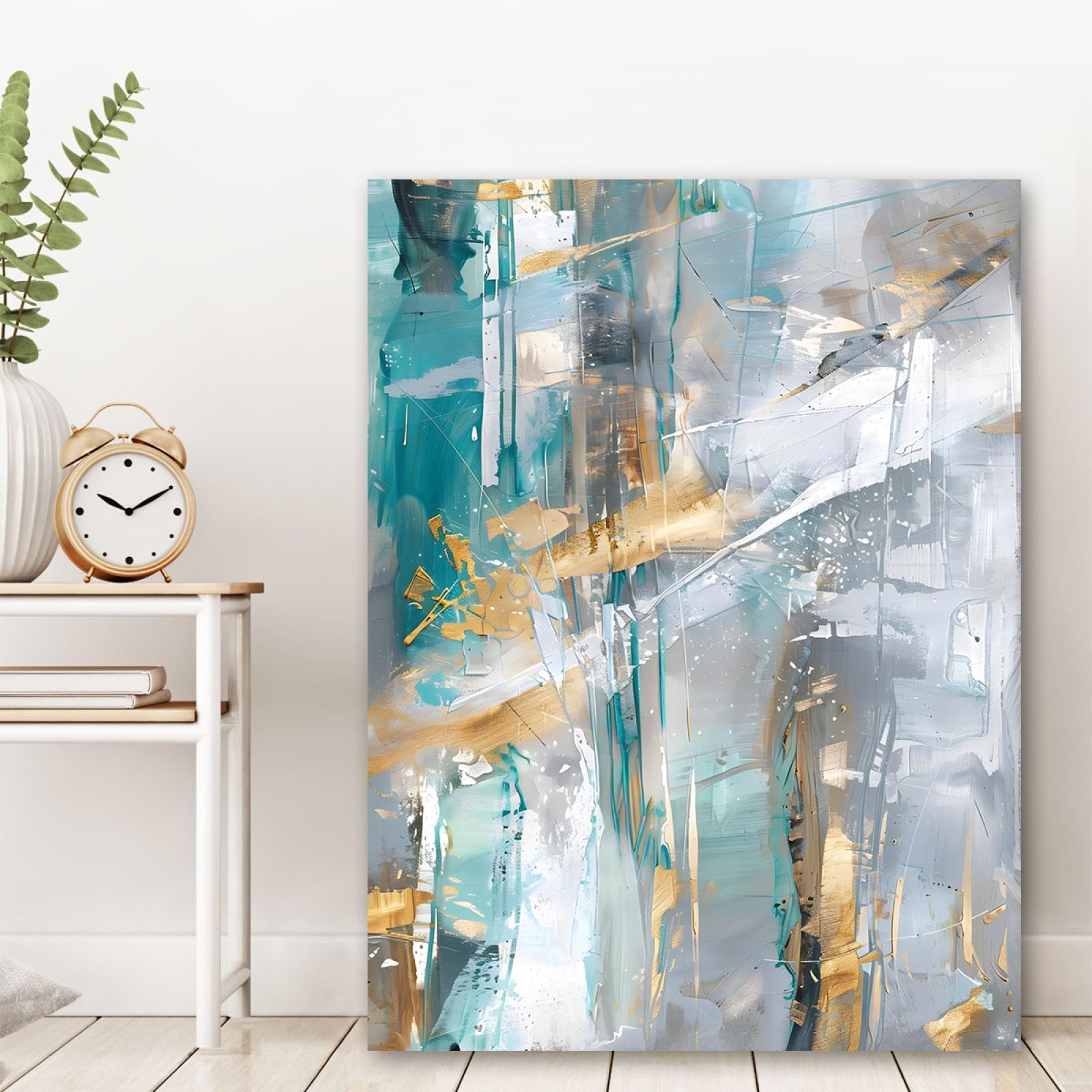 TOANGWALL Modny styl płótno plakat malarstwo plamy farby akwarelowej plamy abstrakcyjny druk geometryczny sztuka ścienna do dekoracji mieszkania, 70 x 100 cm, rama wewnętrzna