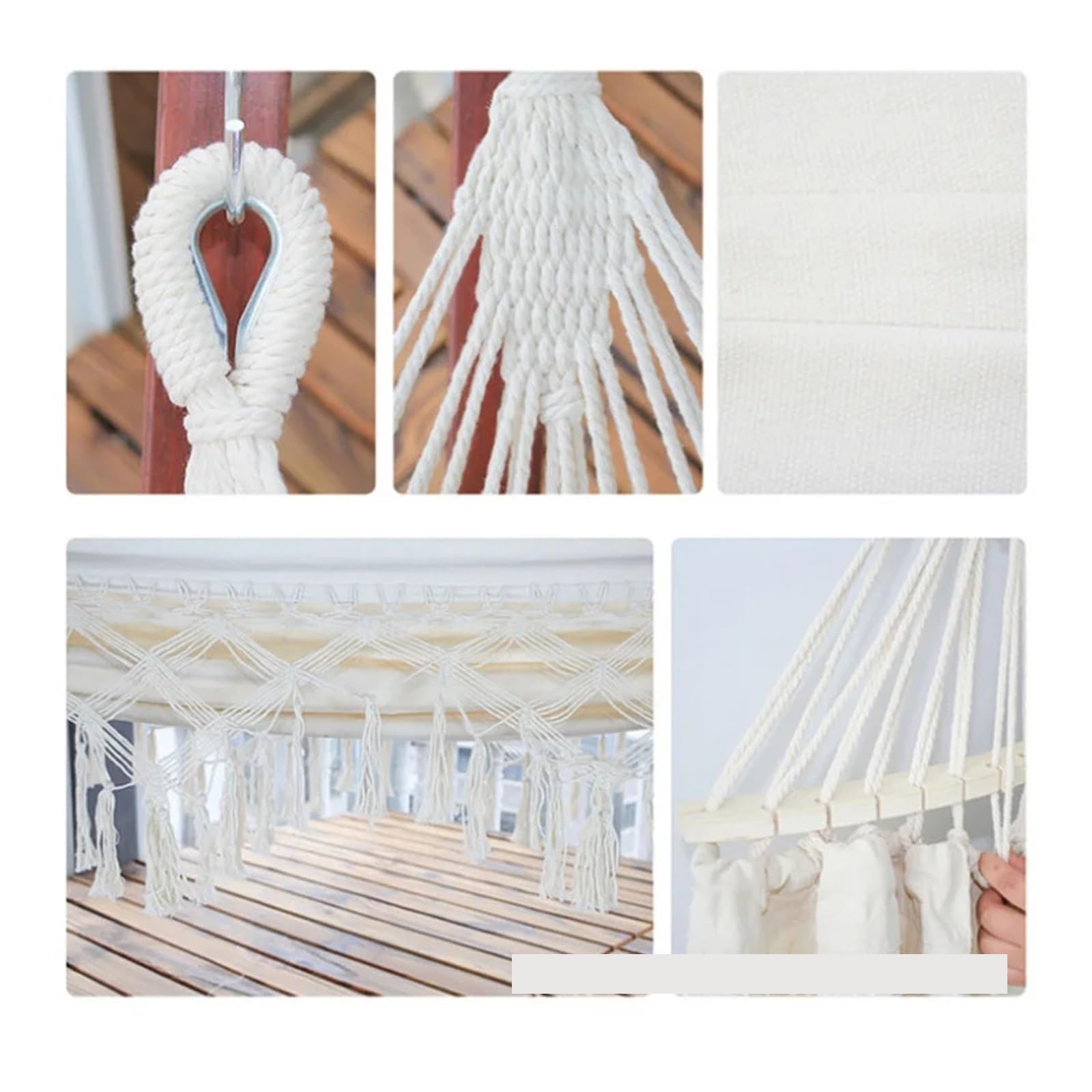 Hamaca, Silla Colgante Tipo Red con Macramé Y Flecos, para 2 para Acampar/Patio Trasero