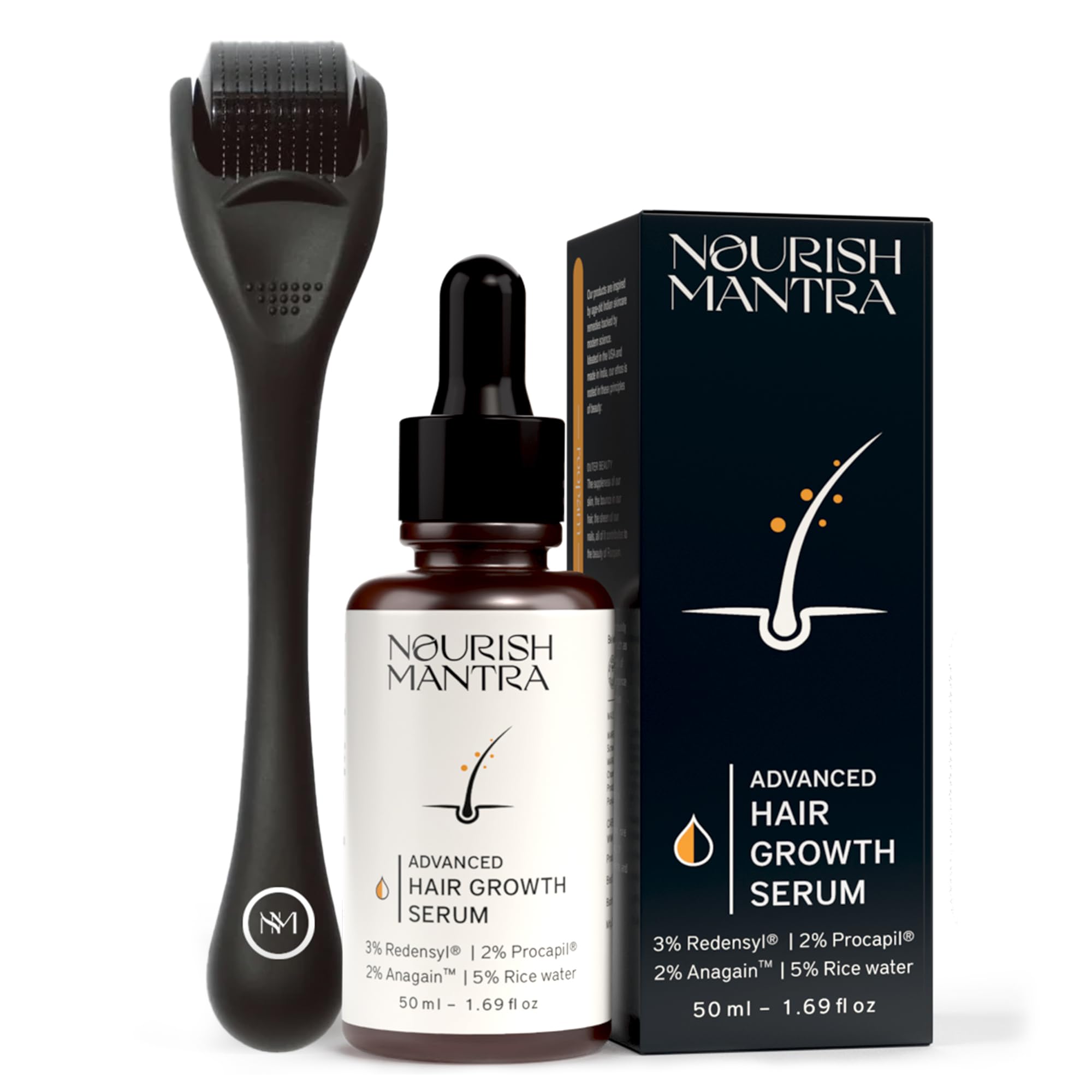 Nourish Mantra Derma Roller & Advanced Hair Growth Serum | Derma Roller with 540 Stainless Steel Micro-Needles | Hair Growth Kit for Thicker & Fuller Hair | For Men & Women | 50 ml-image-48