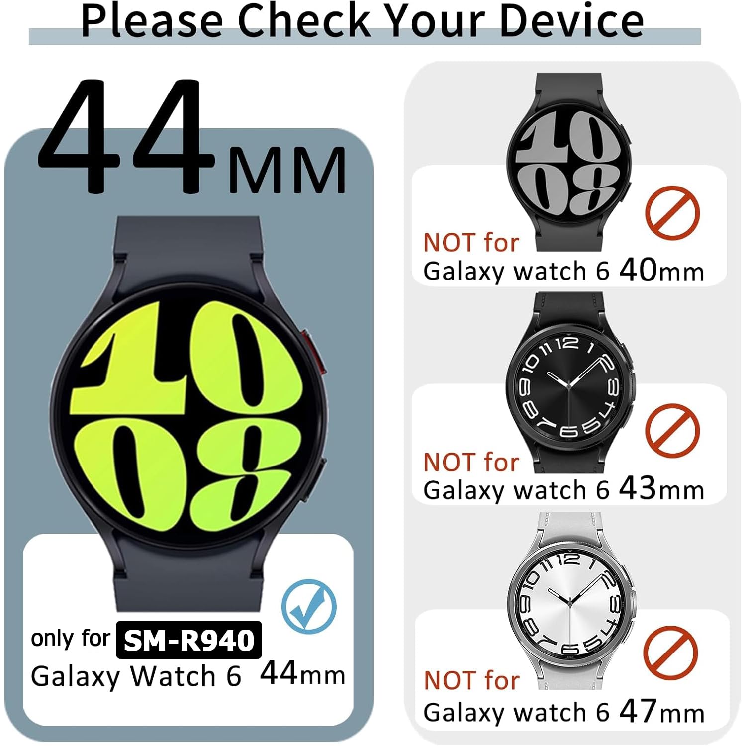 RICHONE Schutzhülle kompatibel mit Samsung Galaxy Watch 6 44 mm Displayschutzfolie, weiches TPU-Stoßfänger, Zubehör, volle Anti-Golpes-Schutzhülle für Galaxy 6 Smart Watch 44 mm SM-R940, 5 Stück