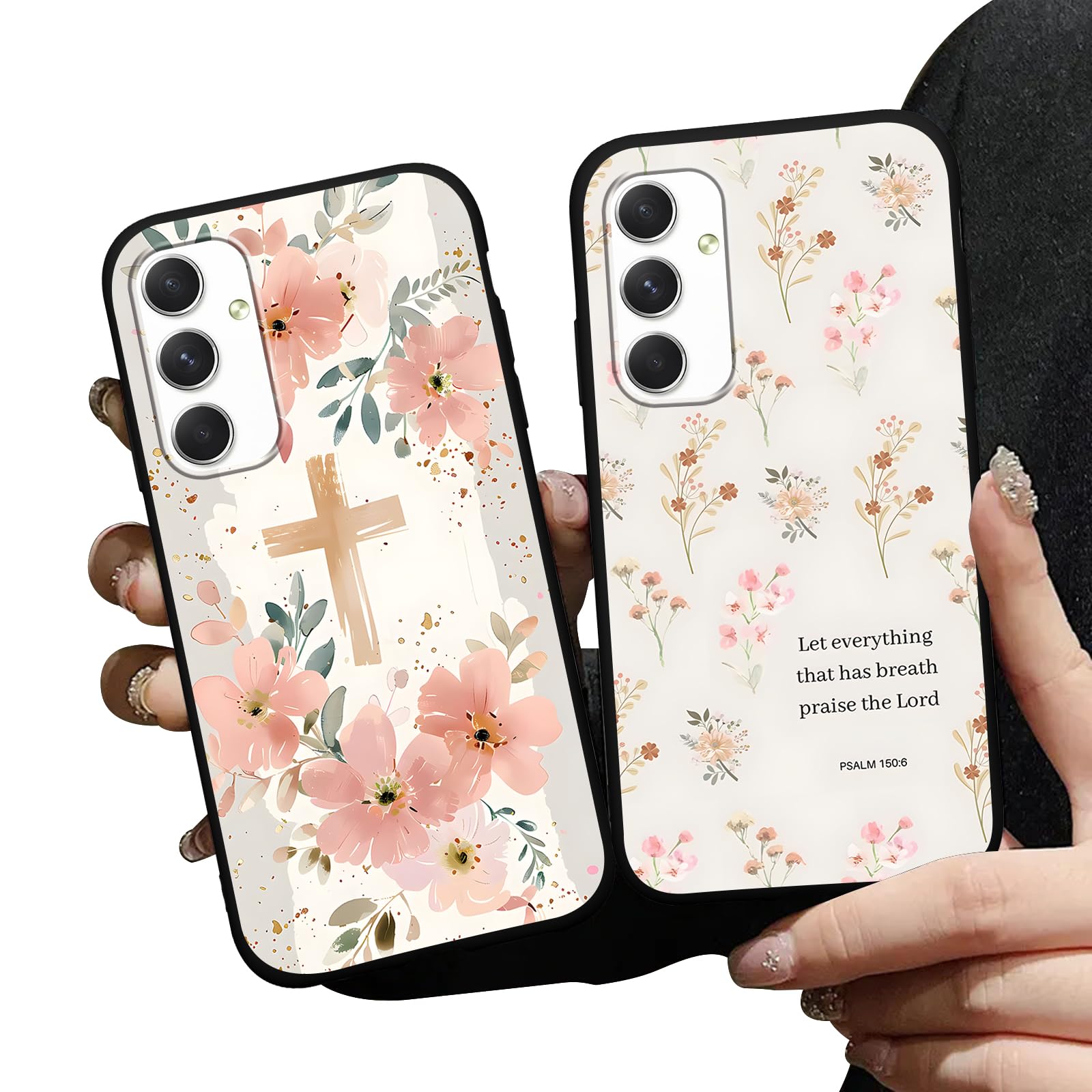 Zrutru 2 Pack Jesus Bible Verse Phone Cases for Samsung Galaxy A54 5G Case Floral Christian Cross Soft Shockproof Protective for Women Man Phone Cover