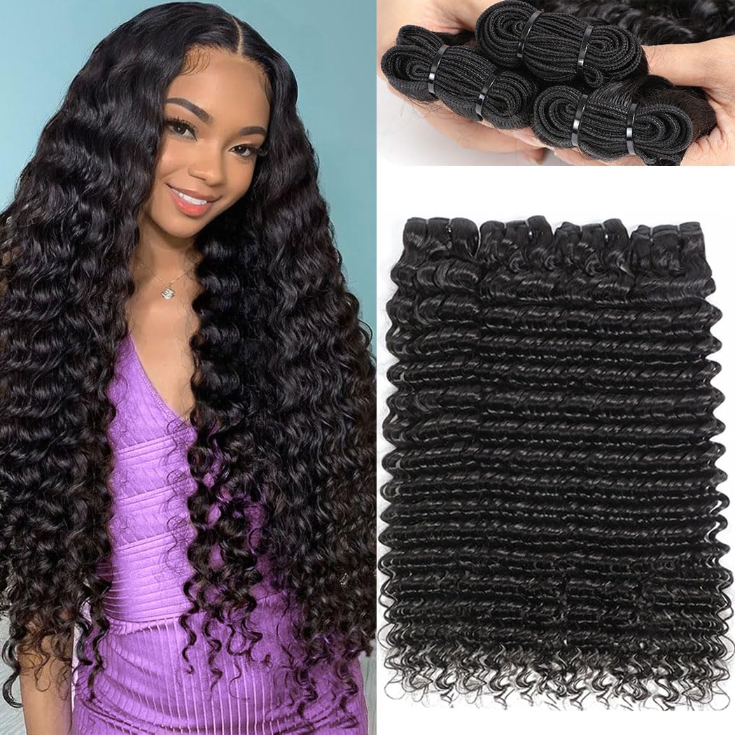 Unprocessed Indian Deep Wave Human Hair Bundles