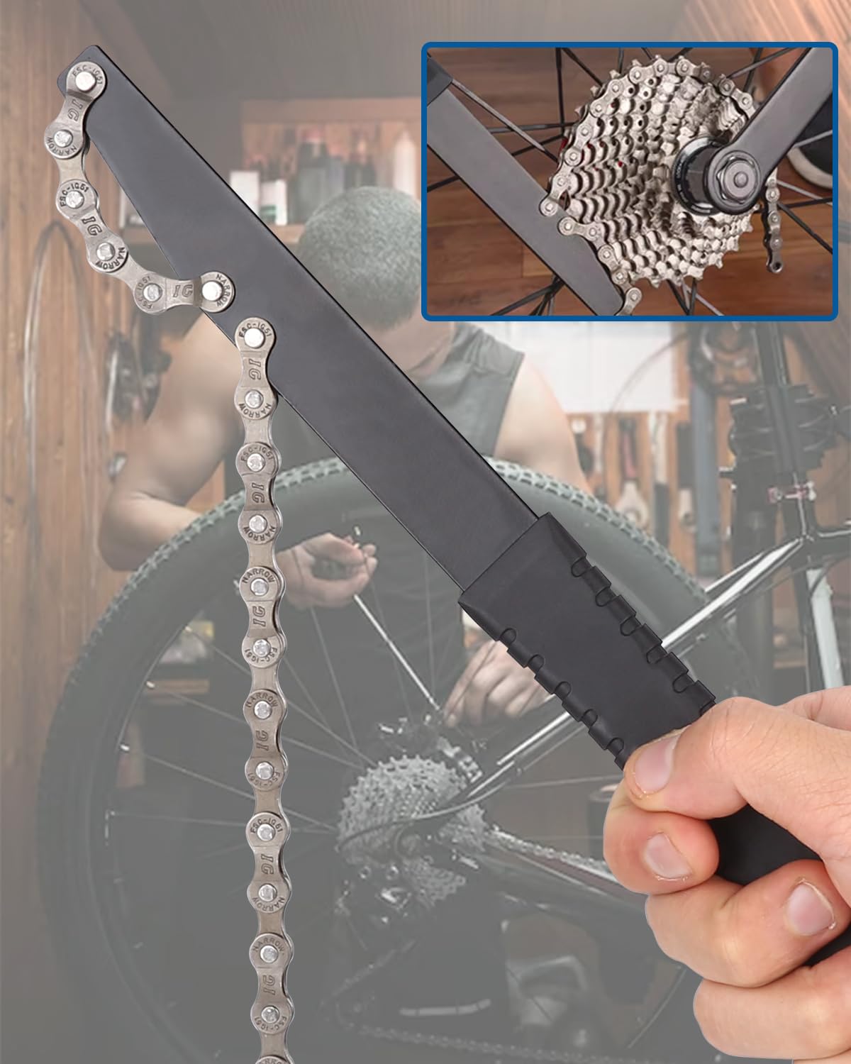 Huifoo Kit Attrezzi Per Catena Bici - Frusta Catena E Chiave Per Rimozione Pignone, Compatibile Con 6-11 Velocità - Foto 4