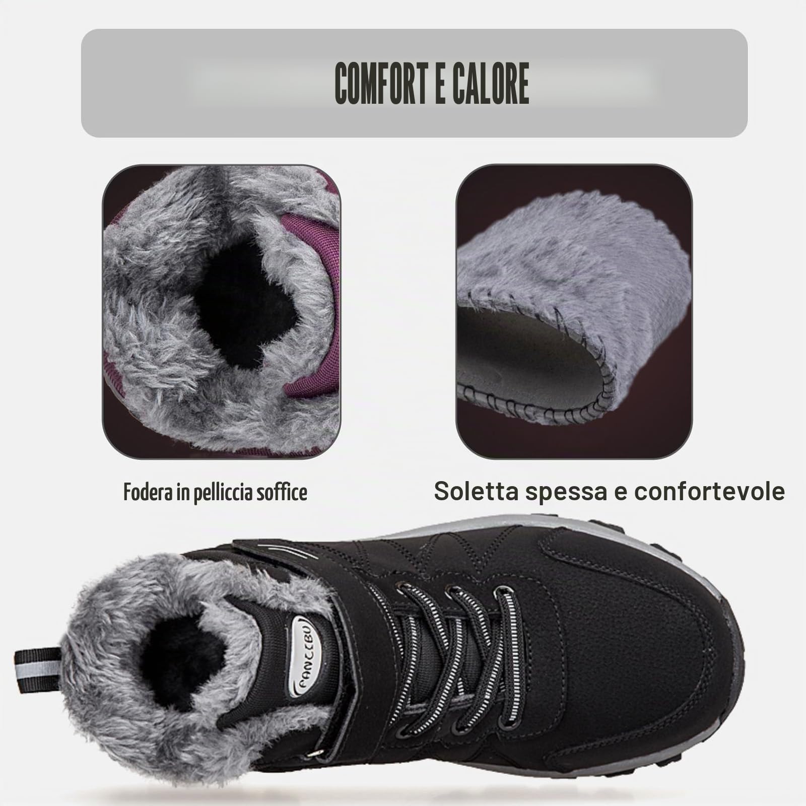 Stivali da Neve Donna Invernali Stivali Caldi Stivaletti da Escursionismo Antiscivolo Scarpe da Trekking Outdoor Impermeabili