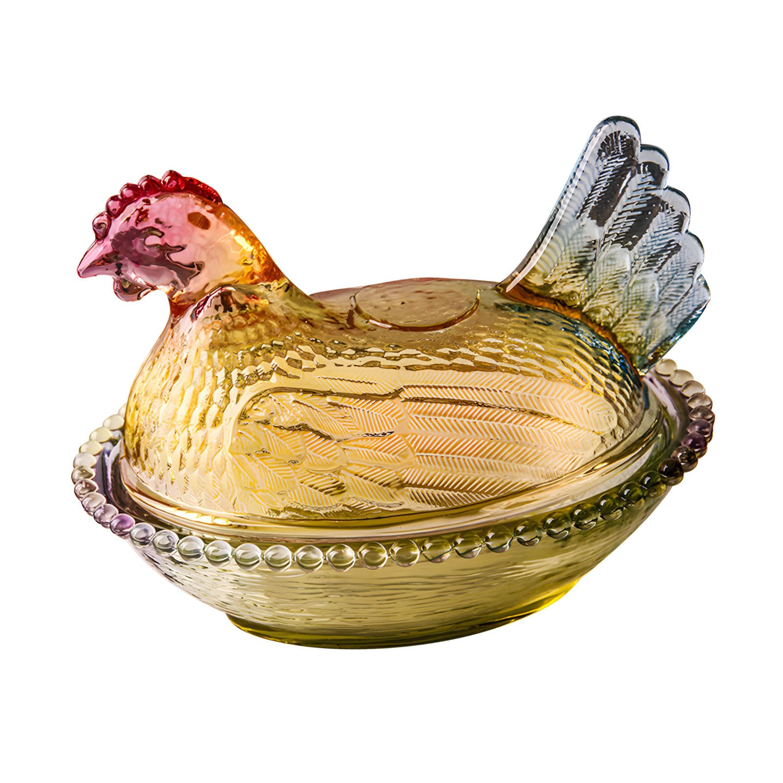 Shurhome Glass Candys Jar Hen on Nest Candy, Cookie Jars Biscuits Food Storage Container Decorative Snacks Bowl Jars with Lid Decorative