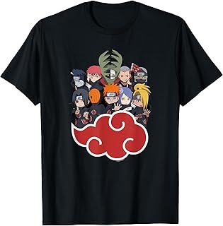 Naruto Shippuden SD del Grupo Akasuki Camiseta para hombre, negro