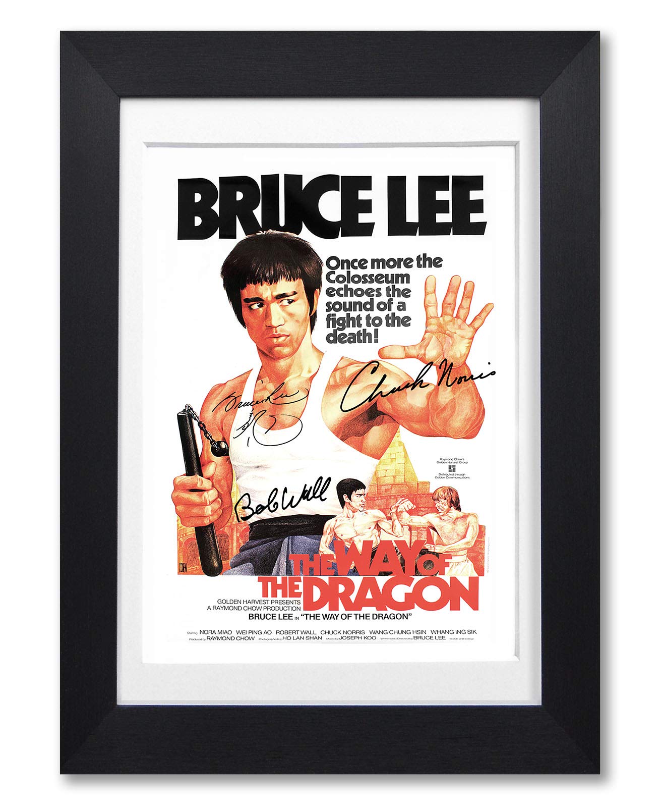 Mounted Gifts Black The Way Of The Dragon Cast Signed A4 Poster Photo Print Framed Autograph Gift Movie Film Bruce Lee ( Framed & Mounted)