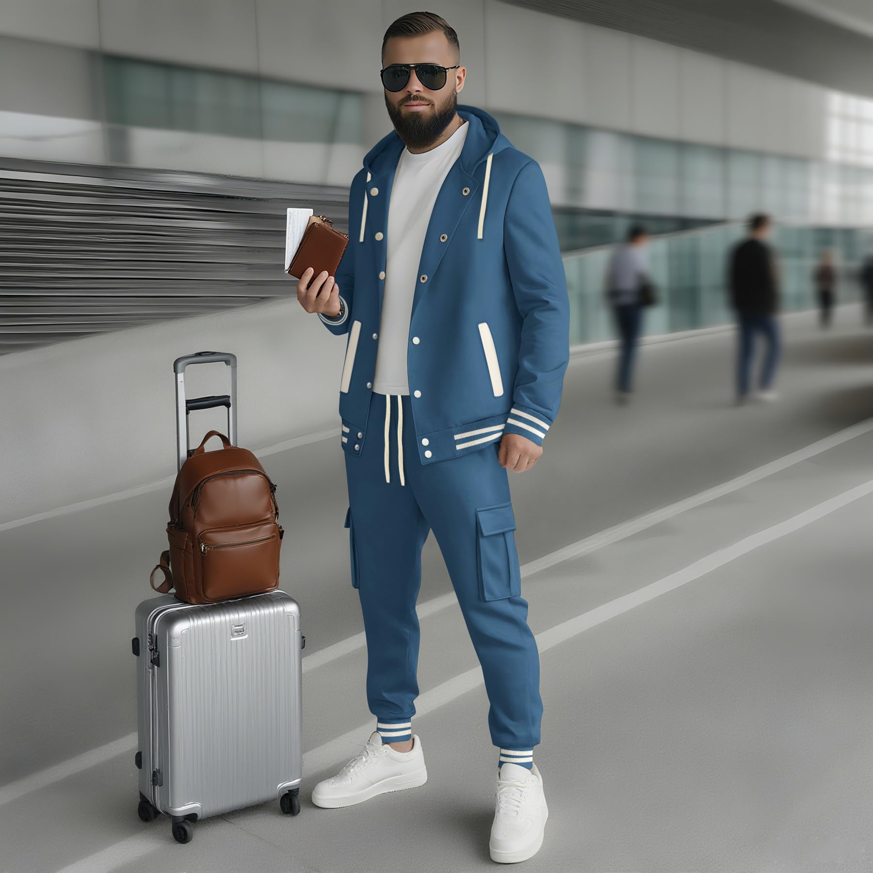 Track Suit Tuta Sportiva Uomo Felpe per gli uomini 2 Pezzi Leggeri Casual Atletico Sport Jogging Set