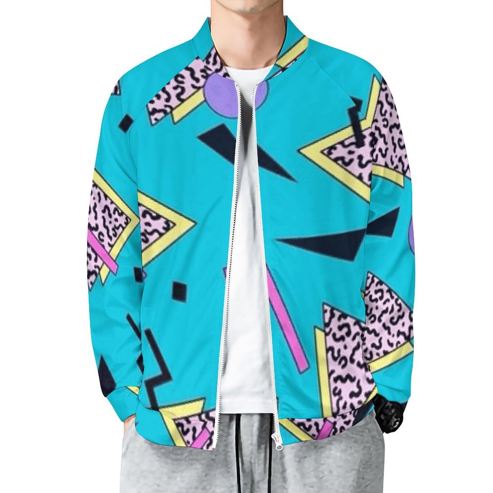 KWQDOZF Japanese Vaporwave Casual Varsity Jacket Lightweight Bomber Jackets Windbreaker Track Jacket Shirt