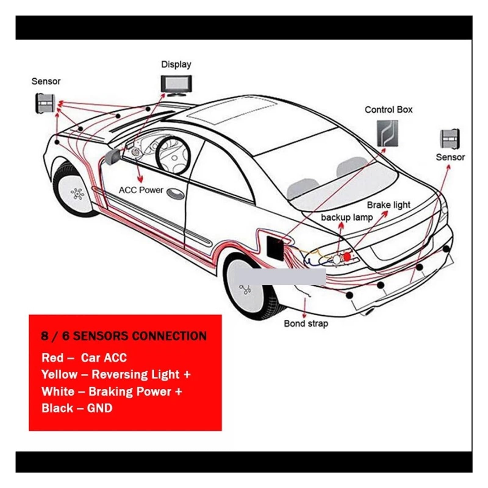 Cyfrowy ekran LCD Car Parking Sensors 4/6/8 Radars Front Voice Buzzer Back Reverse Parktronic System (złoty, 4 czujniki)