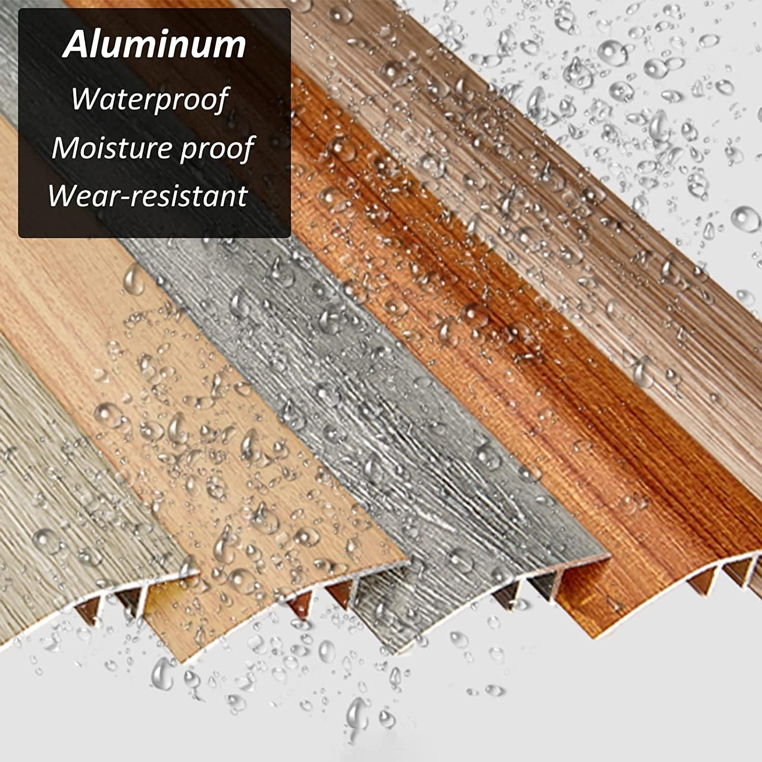 Barre de Transition pour Rampe d'accès pour piétons, Barre de Transition de Porte Finition Bois, seuil en Aluminium pour Moquette et carrelage, réducteur de niv，#4 Length 60cm/23.6