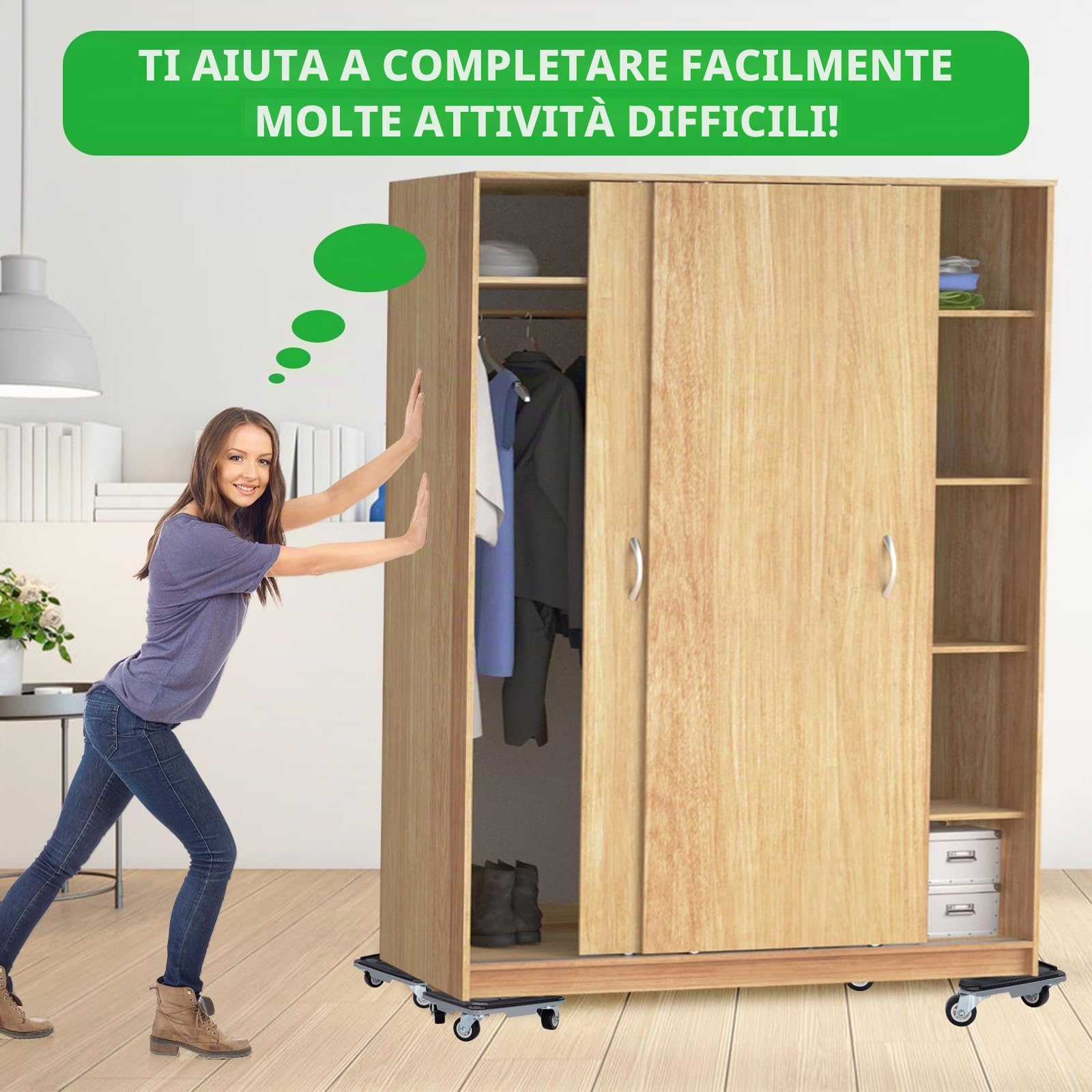 Sollevatore Mobili Pesanti 450 Kg Ruote per Spostare Mobili Pesanti Può Ruotare a 360° Set Pro Per Spostamento Mobili Applica Armadi Frigorifero Libreria
