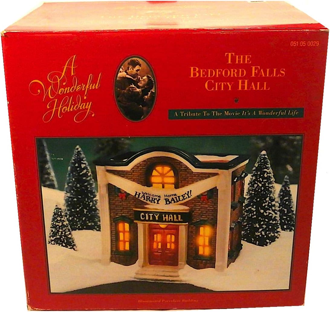 A Wonderful Holiday Christmas Village The Bedford Falls Lighted Porcelain City Hall Holiday Building