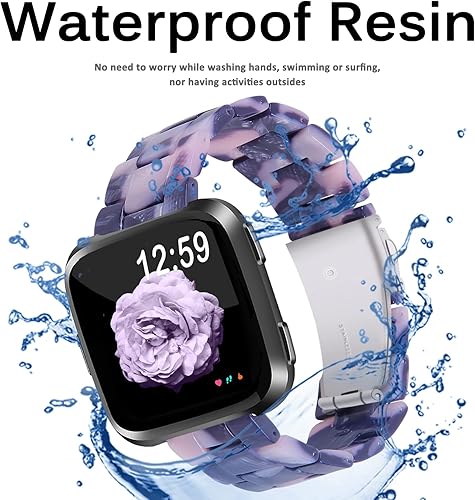 Miniatura 4 de Miimall Compatible con Fitbit VersaVersa 2Versa LiteSE, correa de resina elegante y ligera de acero inoxidable, correa de repuesto para Fitbit