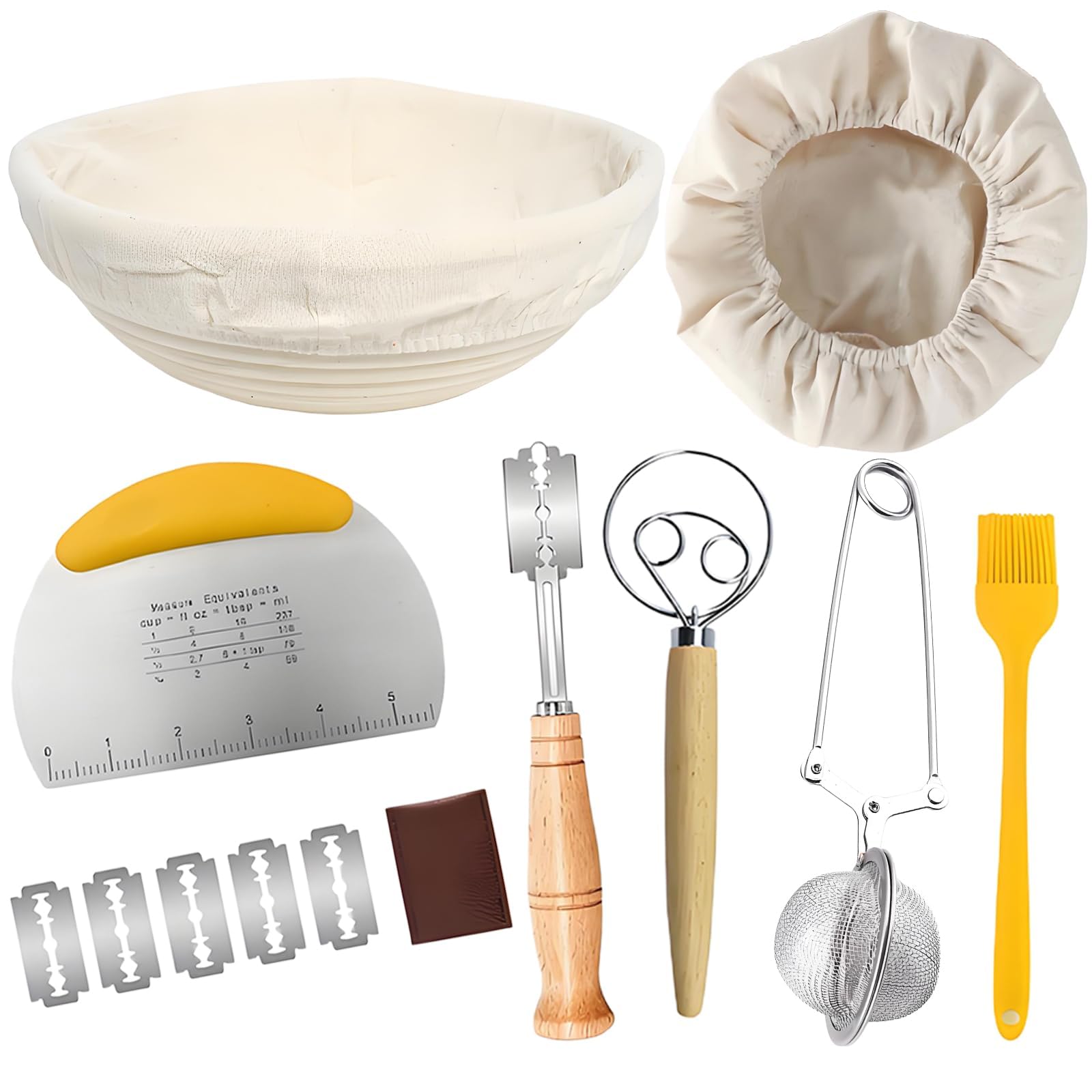 Sourdough Bread Basket, Bread Basket Set Includes Basic Bread Making Supplies Tools, Ideal for Home & Professional Baking-image-0
