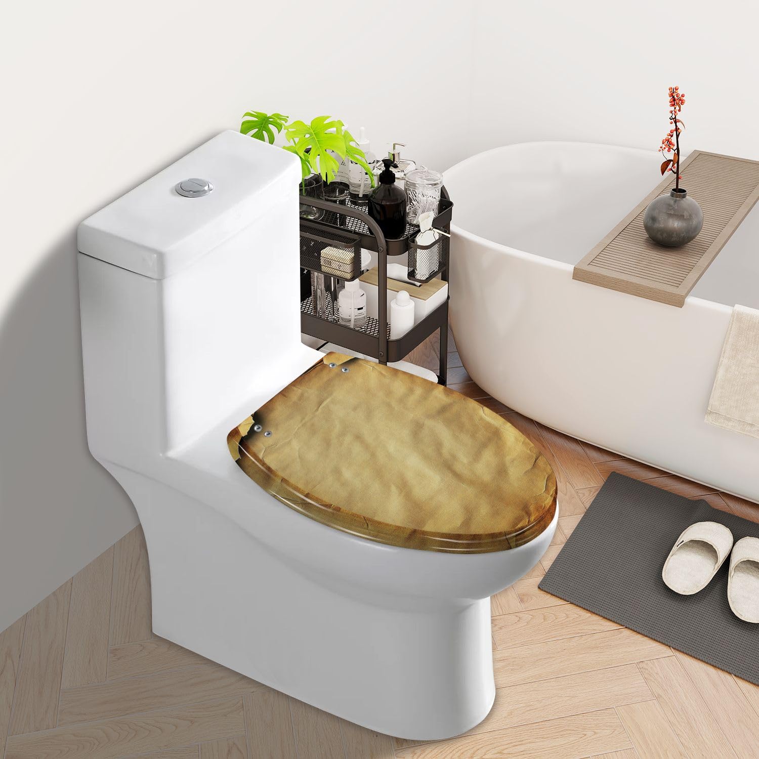 Asiento de inodoro alargado, de cierre suave y liberación rápida para baño.