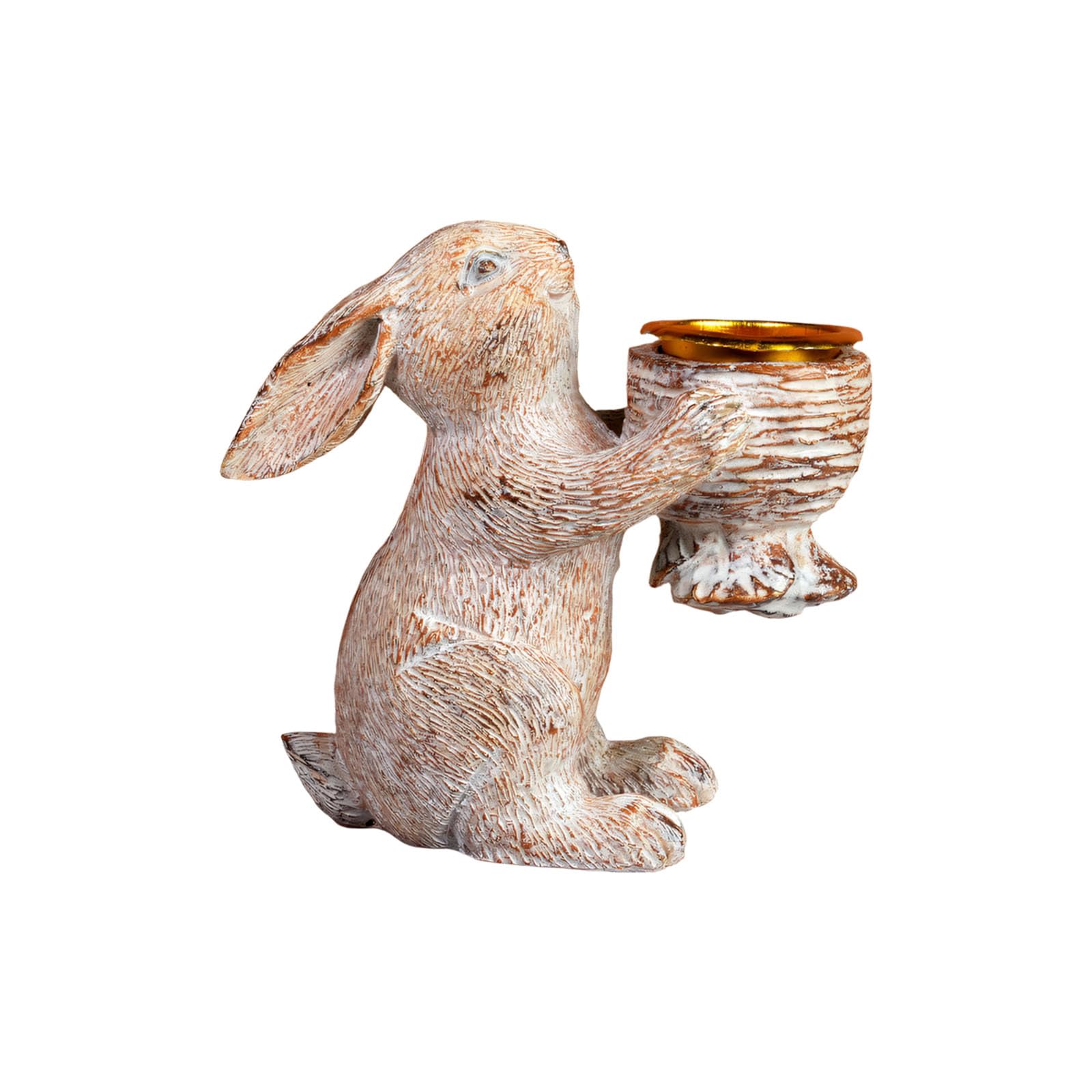 Bunnies Tealight Holders Resin Rabbits Statue Figurines Ornament Spring Home Decors Easter Decorations Easter Statue