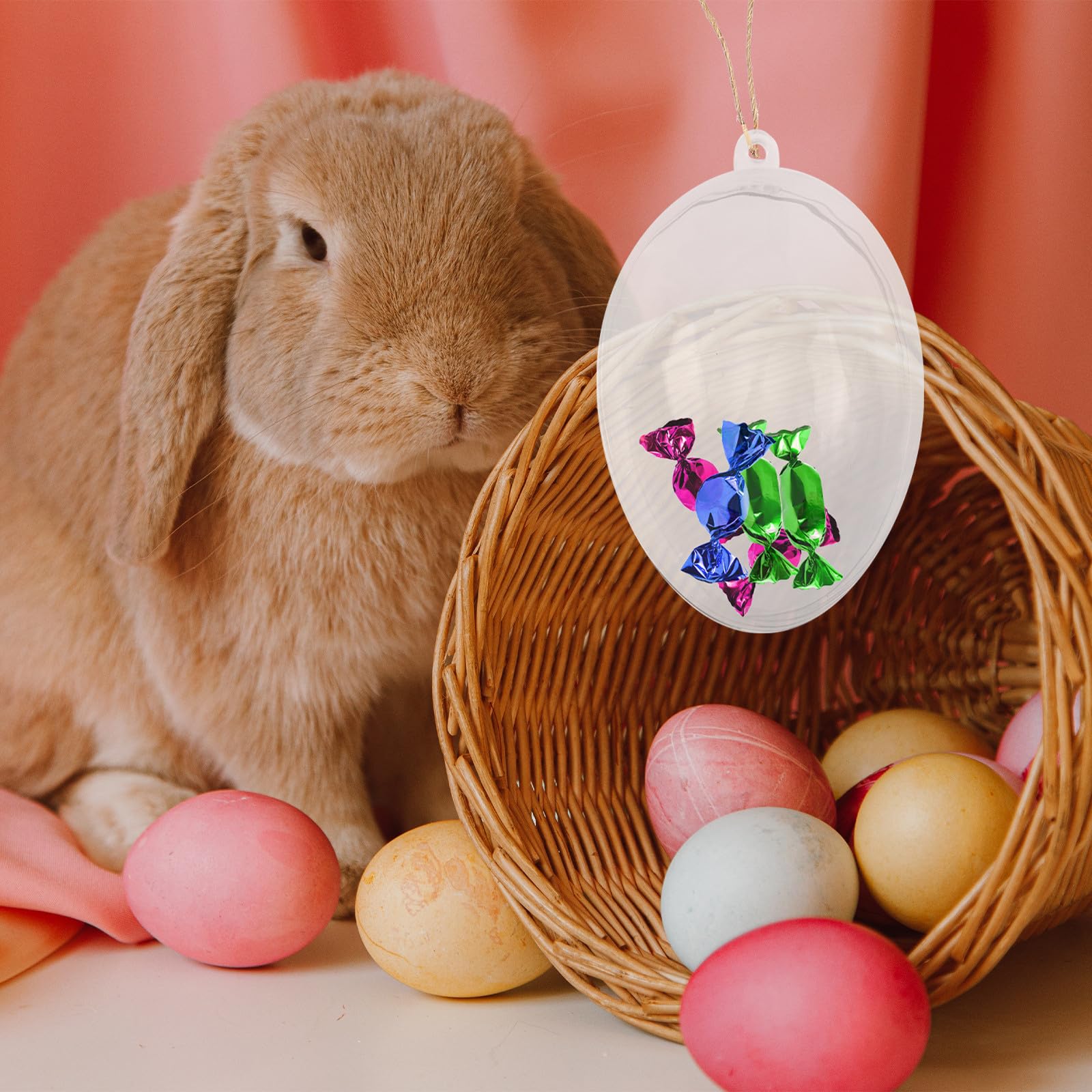 12 Stück Kreative Ostereier zum Aufhängen aus Kunststoff Transparente Eier Deko mit Aufhängeschnur Festliche Dekoration für Ostern und Bürogebäude
