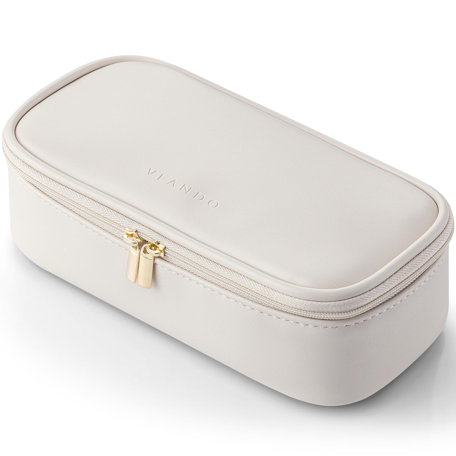 Vlando Sac de Maquillage de Voyage en Cuir PU Organisateur Petit Blanc - L