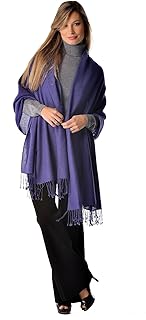 Cashmere Boutique: 100% Pure Cashmere Shawl (Color: Bright Blue, Size: 36