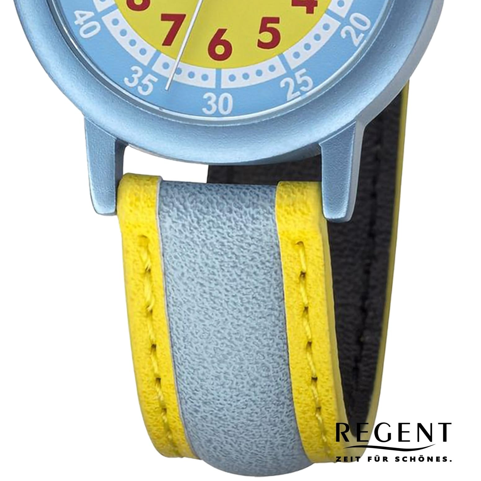 REGENT Kinderuhr Lernuhr Blau-Gelb-Rot Aluminium ⌀30mm F-1473